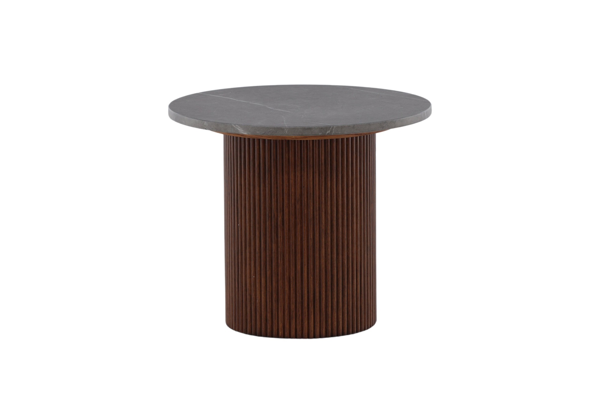 Venture Home Beistelltisch "Härön, runder Beistelltisch in Marmoroptik mit Walnuss-Beinen, Ø 52 cm" Ablagetisch, Eschenholz, rund, kompakt, anspruchsvoll, edel