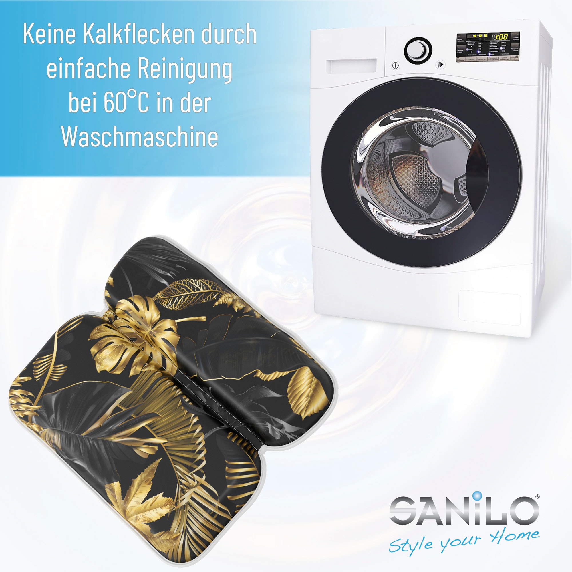 Sanilo Nackenkissen »Badewannenkissen Goldfarbenen Leaves«, bequem, rutschfest, kräftige Farben, mit 7 starken Saugnäpfen