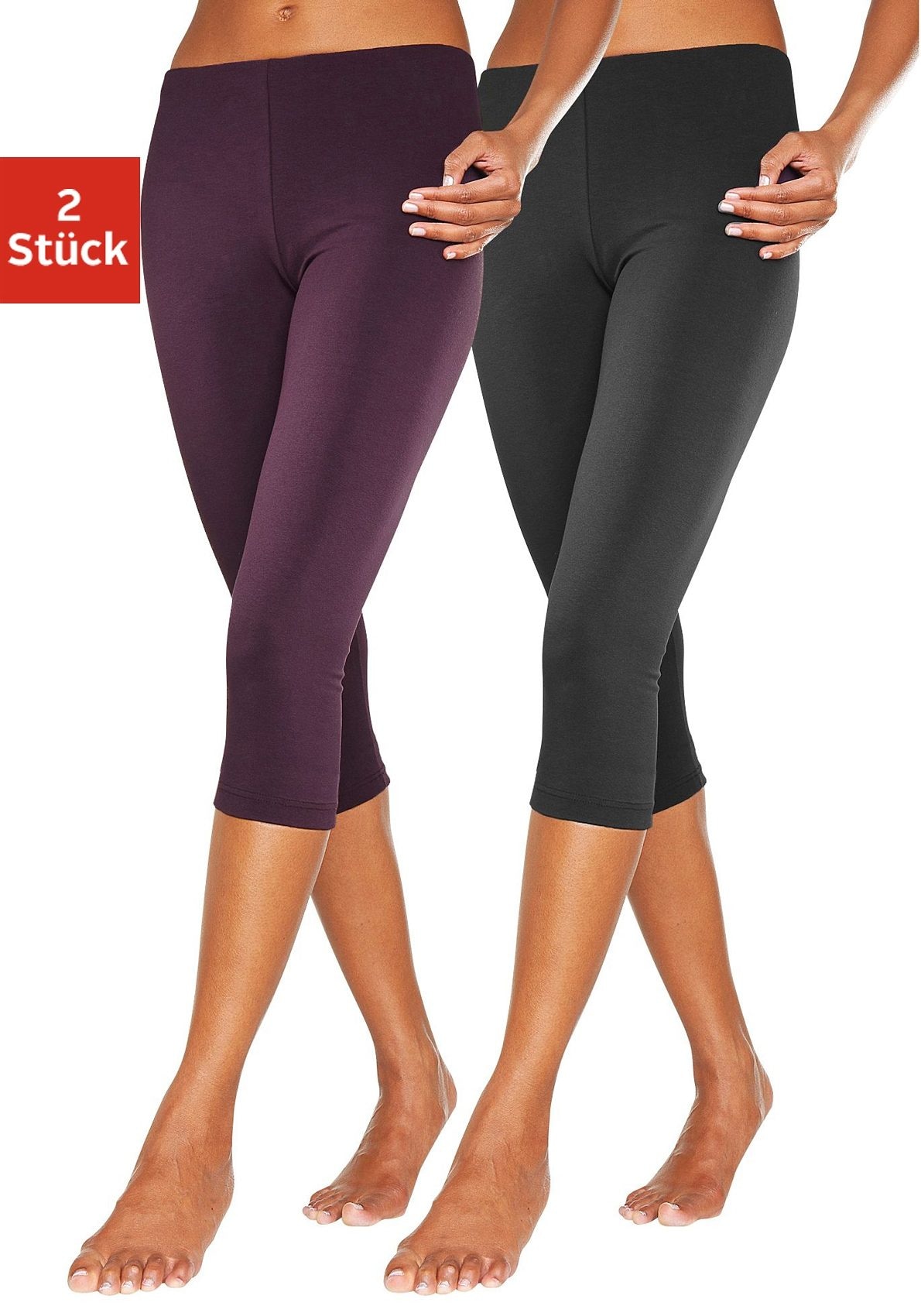 Vivance active Caprileggings, (2er-Pack), mit Gummibund, Loungewear