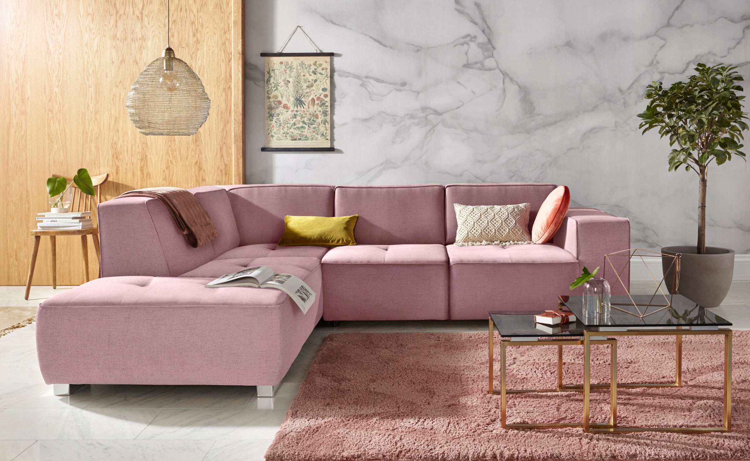 Home affaire Ecksofa "Sapporo L-Form" wahlweise Bettfunktion oder Sitztiefenverstellung, Federkern