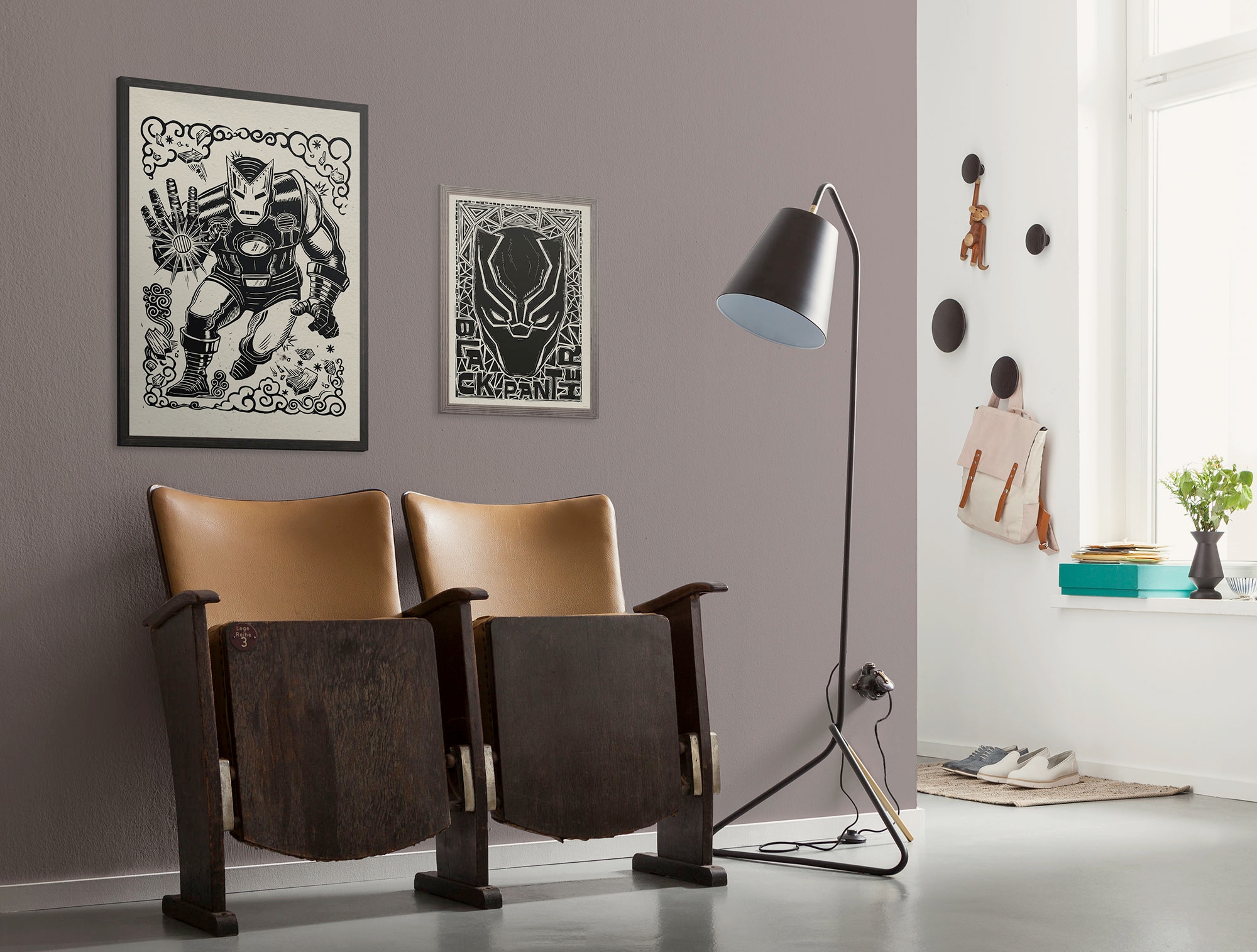 Komar Wandbild »Marvel Black Panther Lino-Cut Helmet«, Disney, (Set, 1 St.), 50 x 70 cm (Breite x Höhe) - Kinderzimmer, Dekoration