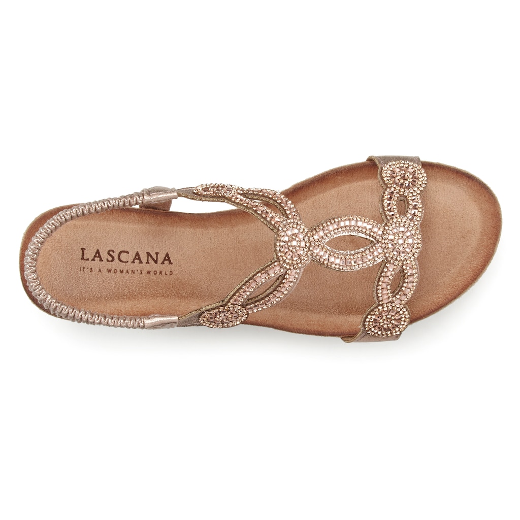 LASCANA Sandale, mit Schmucksteinen, Glitzer, elastische Riemen, Sandalette,Sommerschuh