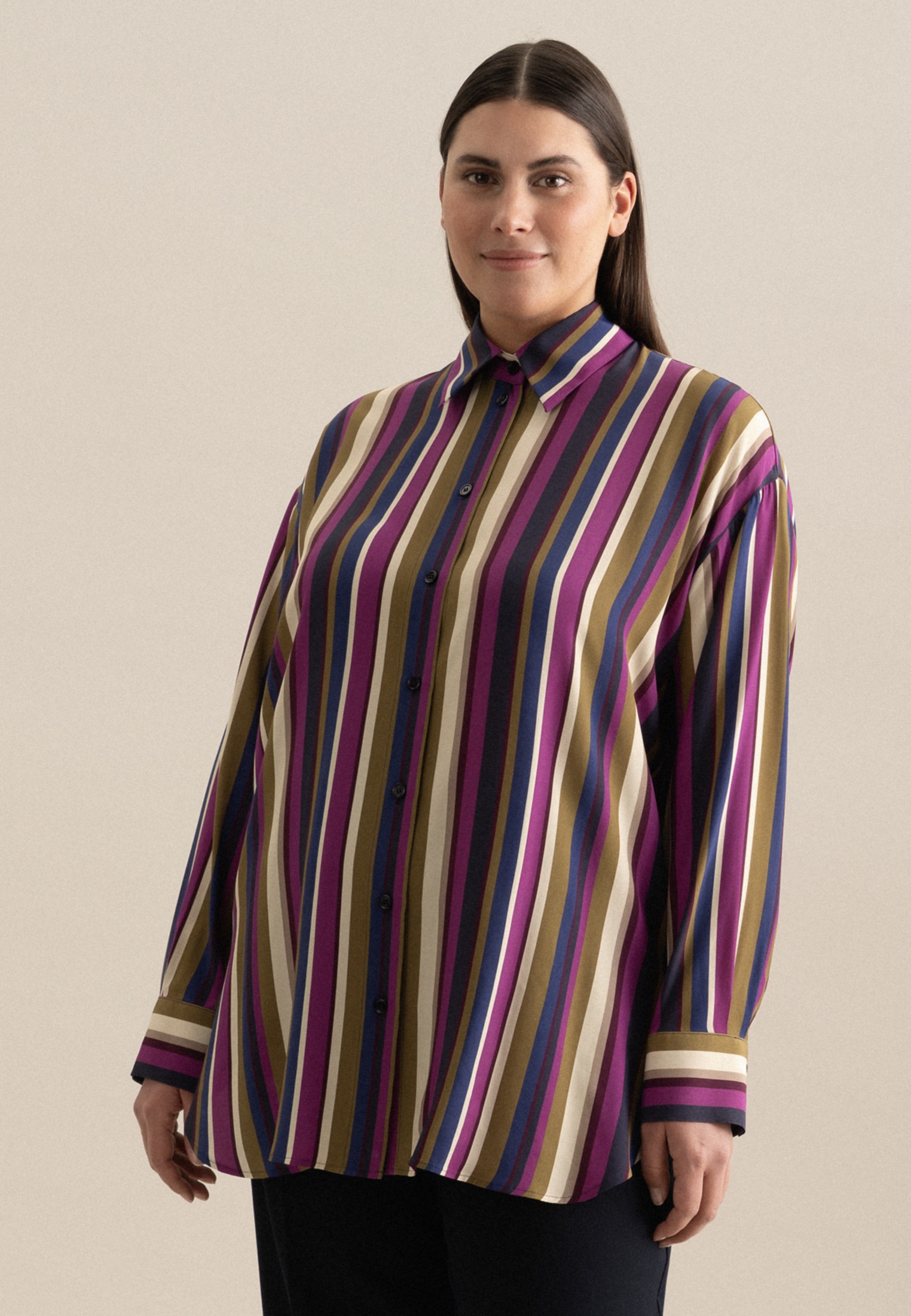 seidensticker Longbluse »Schwarze Rose« Langarm Kragen Druck