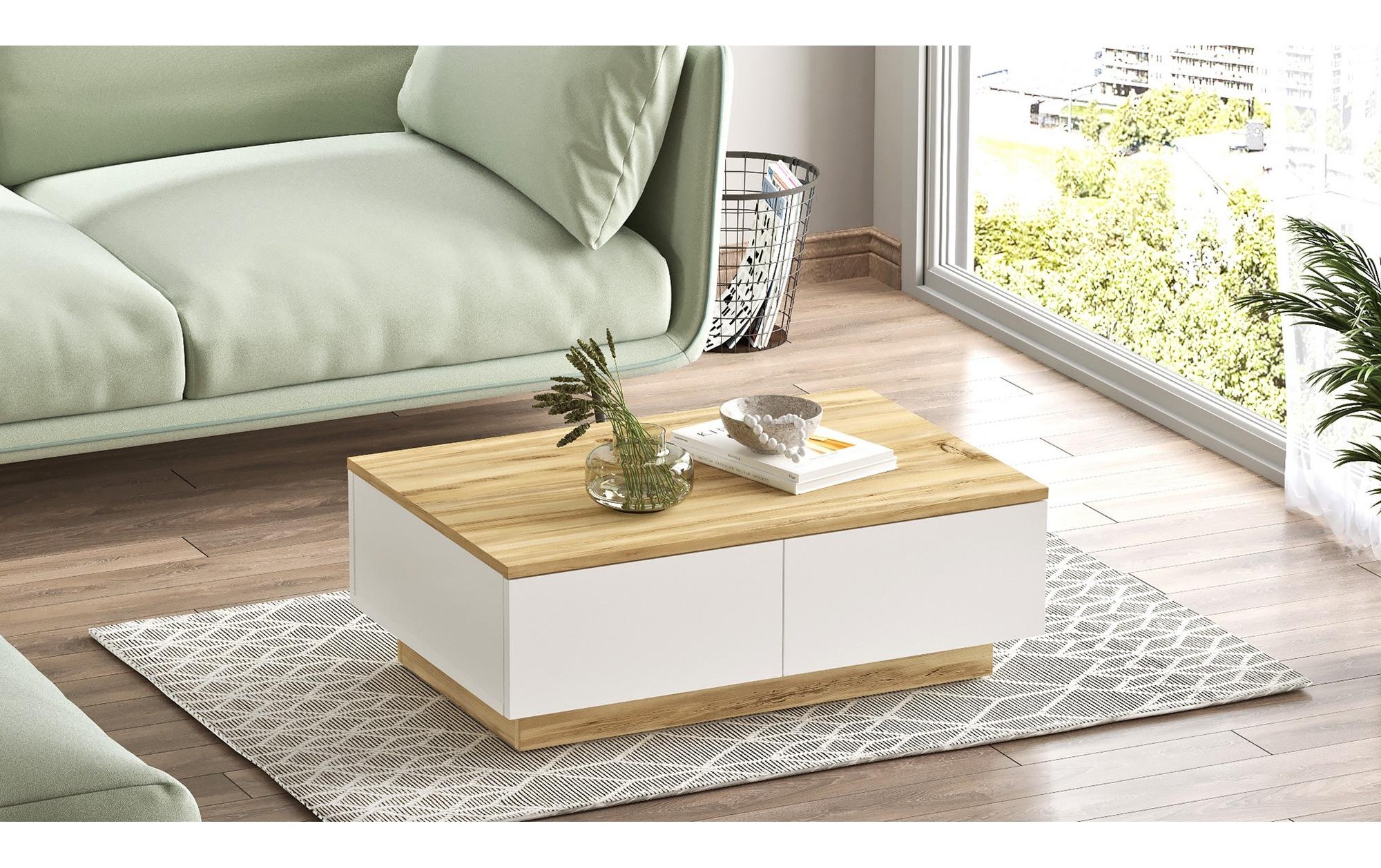 WOODY FASHION Beistelltisch »90 x 31,6 x 60 cm, Nature/Weiss«