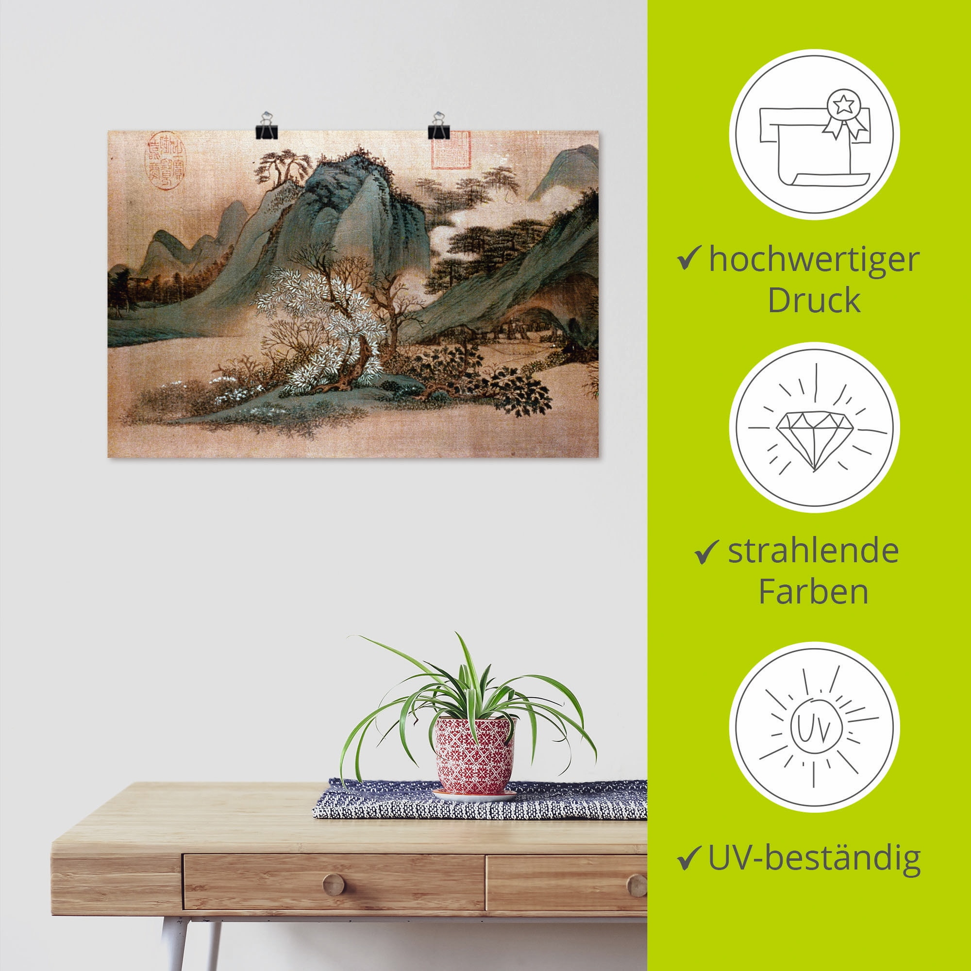 Artland Wandbild »Weisse Wolken und grüne Berge«, Asien, (1 St.), als Leinwandbild, Poster in verschied. Grössen