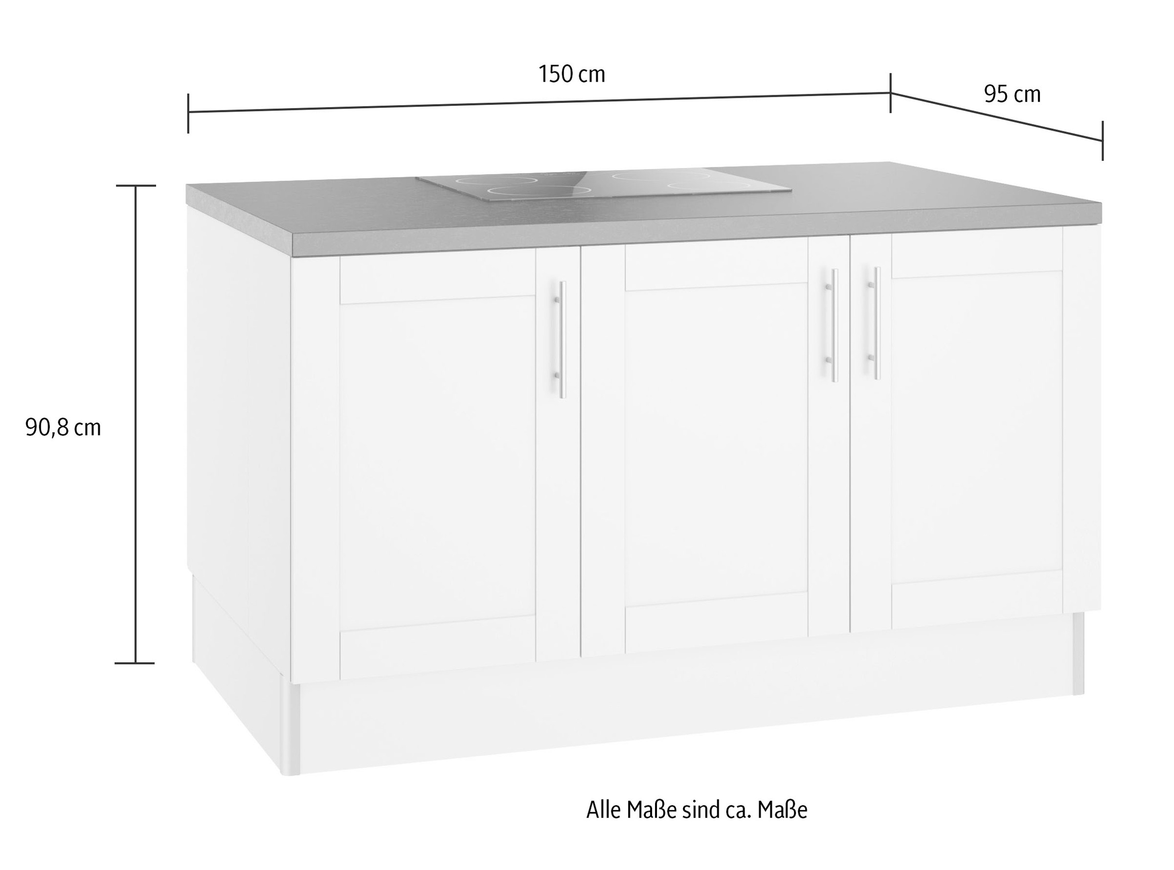 OPTIFIT Pantryküche »Ahus«, Kücheninsel, Breite 150 cm, wahlweise mit Kochfeld