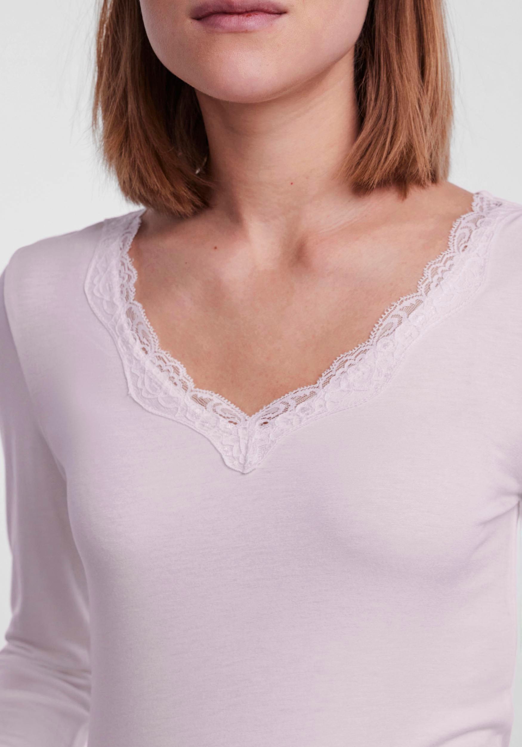 pieces V-Shirt »PCBARBERA LS LACE TOP NOOS BC« online shoppen |  Jelmoli-Versand
