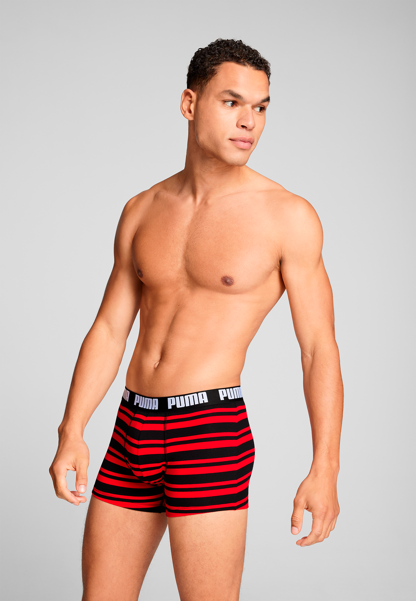 PUMA Boxershorts »PUMA MEN EVERYDAY STRIPED BOXERS 2P«, (Packung, 2er Pack), mit kontrastfarbigem Schriftzug