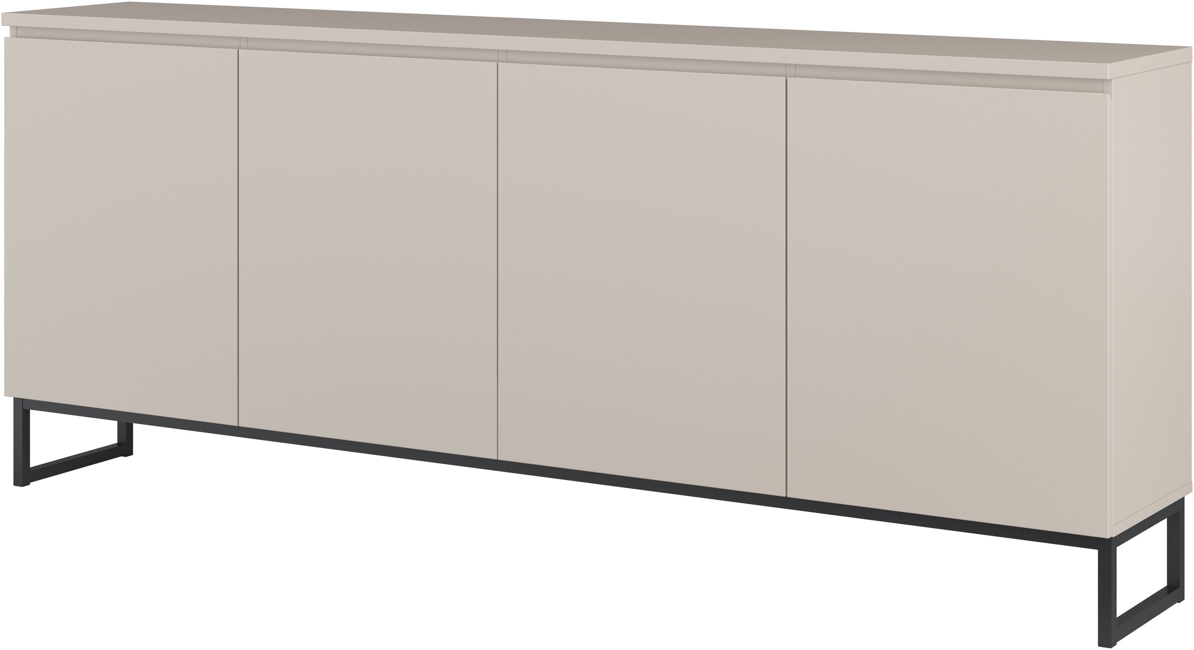 OTTO home Sideboard "Modo II, Breite 200 cm, moderne grifflose Kommode 4Türen" Anrichte mit viel Stauraum, Einlegeböden verstellbar, Metallkufen