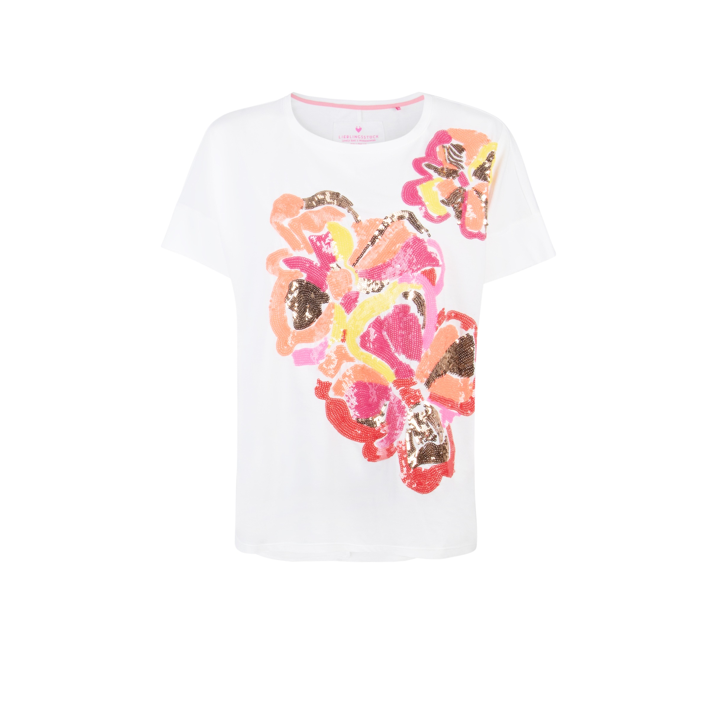 Lieblingsstück Rundhalsshirt »DavyL«, mit Blumendruck und Pailletten