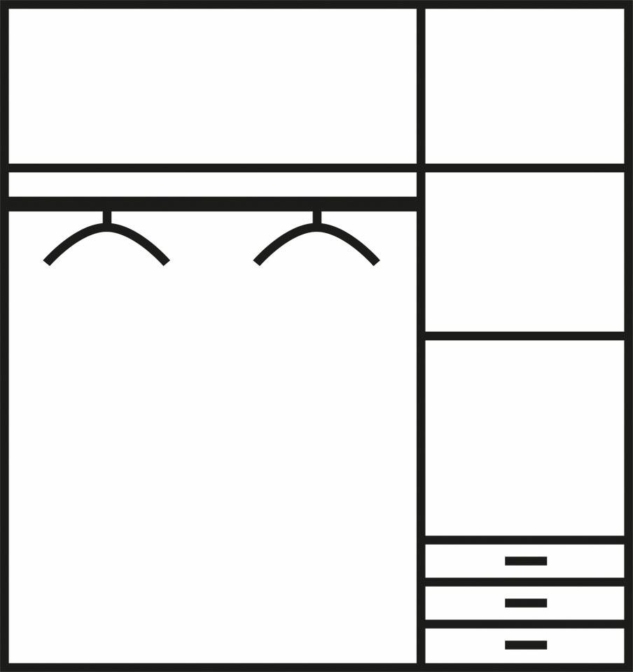 FORTE Kleiderschrank »Jupiter, Made in Europe, mit Schubladen«, (Masse (T/H): 60/200 cm), Stauraum, 2 Breiten, 4 Farben, Schubladen, variable Einlegeböden