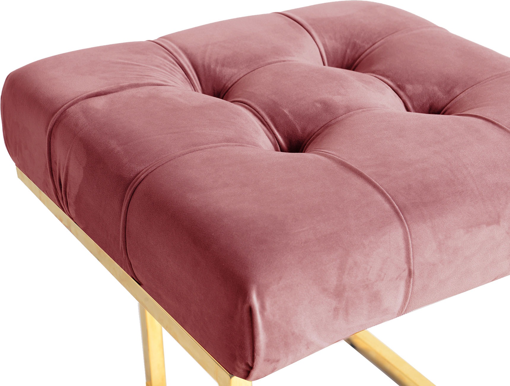 Kayoom Polsterhocker »Hocker Rarity 125, Edler Touch durch goldfarbenenes Gestell«, (1 St.), eckig, samtweich, gesteppt, mit Zierknöpfen, Edelstahlgestell
