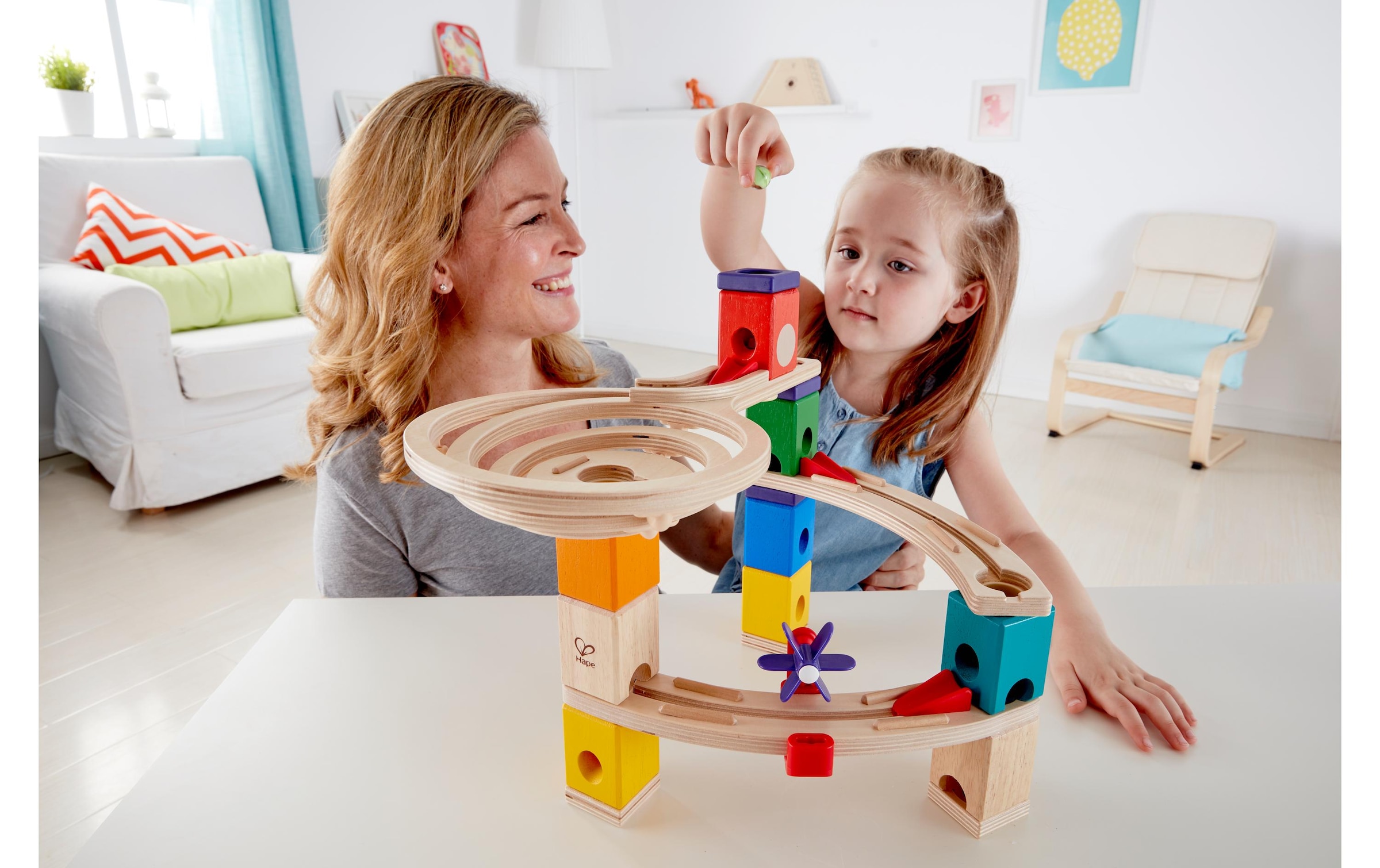 Hape Kugelbahn »Quadrilla Super Spiralburg & Endspurt«, (107 tlg.)