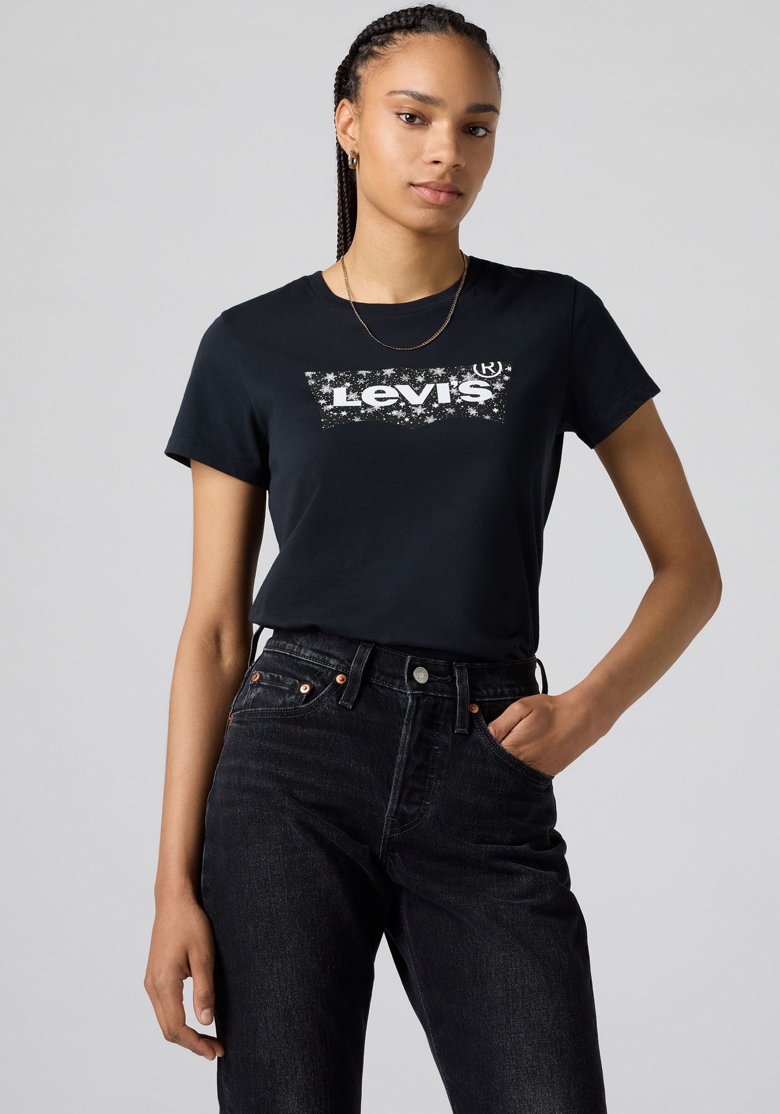 Levi's® Rundhalsshirt »THE PERFECT TEE« mit Logo im Metallic-Holo Print