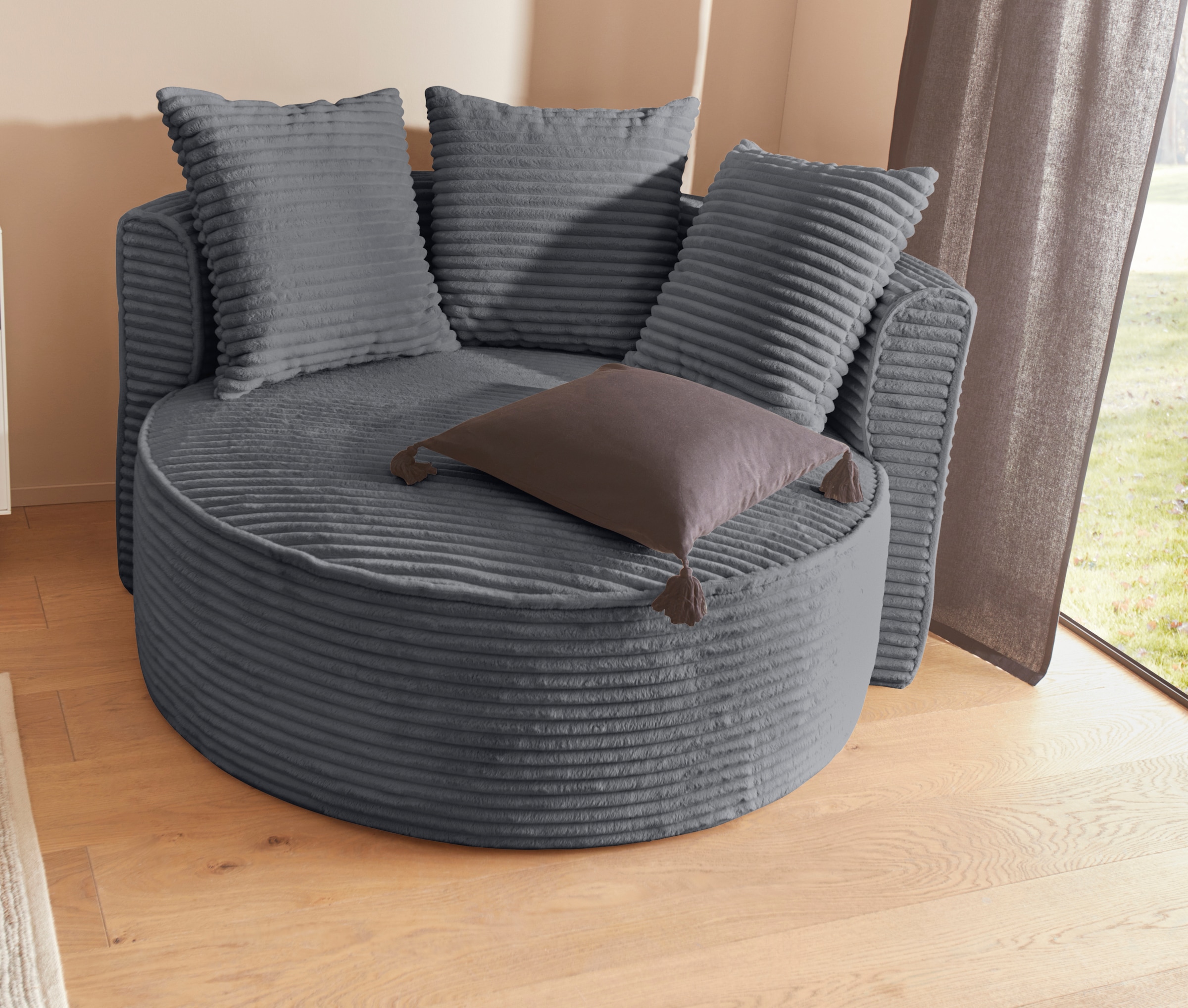 LeGer Home by Lena Gercke XXL-Sessel »Isalie, Lesesessel, Loveseat, inklusive Zierkissen«, extra grosse Sitzfläche, optional mit Hocker, Cord, Samt, Bouclé