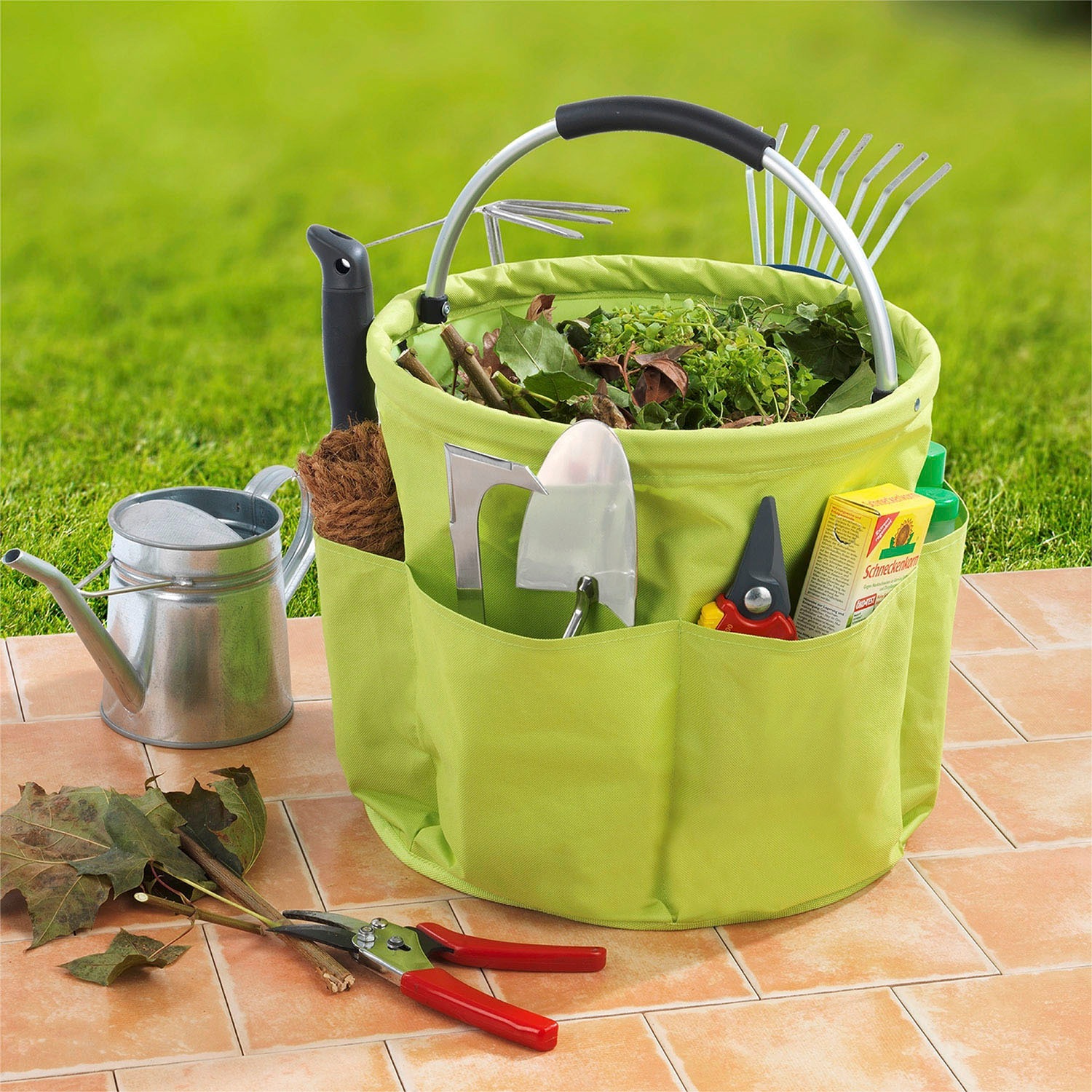 Maximex Gartensack, Aufbewahrungskorb mit 6 Taschen für Gartenwerkzeug