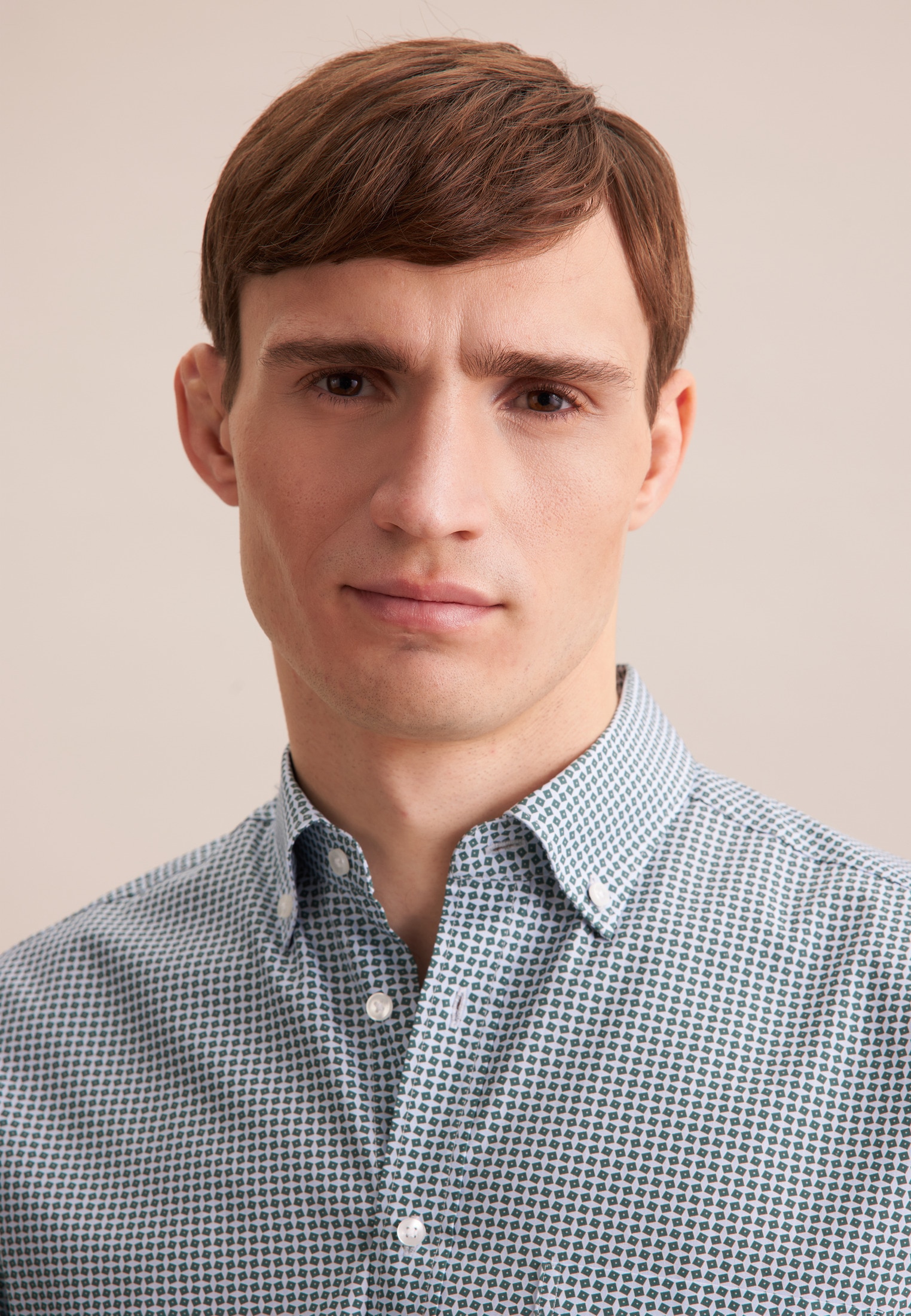 seidensticker Businesshemd »Regular«, Regular Kurzarm Button-Down-Kragen Druck