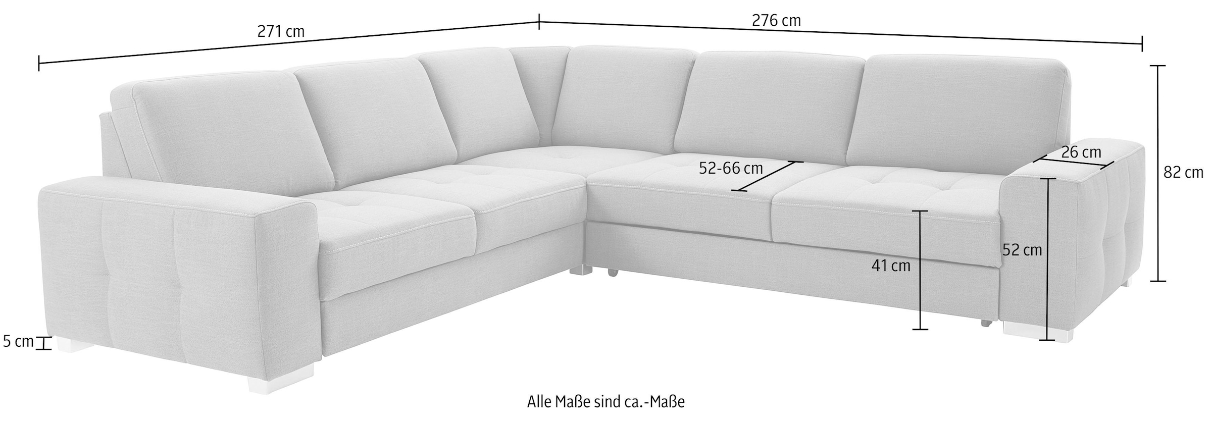 sit&more Ecksofa »Santorini L-Form«, mit Federkern und Sitztiefenverstellung, wahlweise mit Bettfunktion