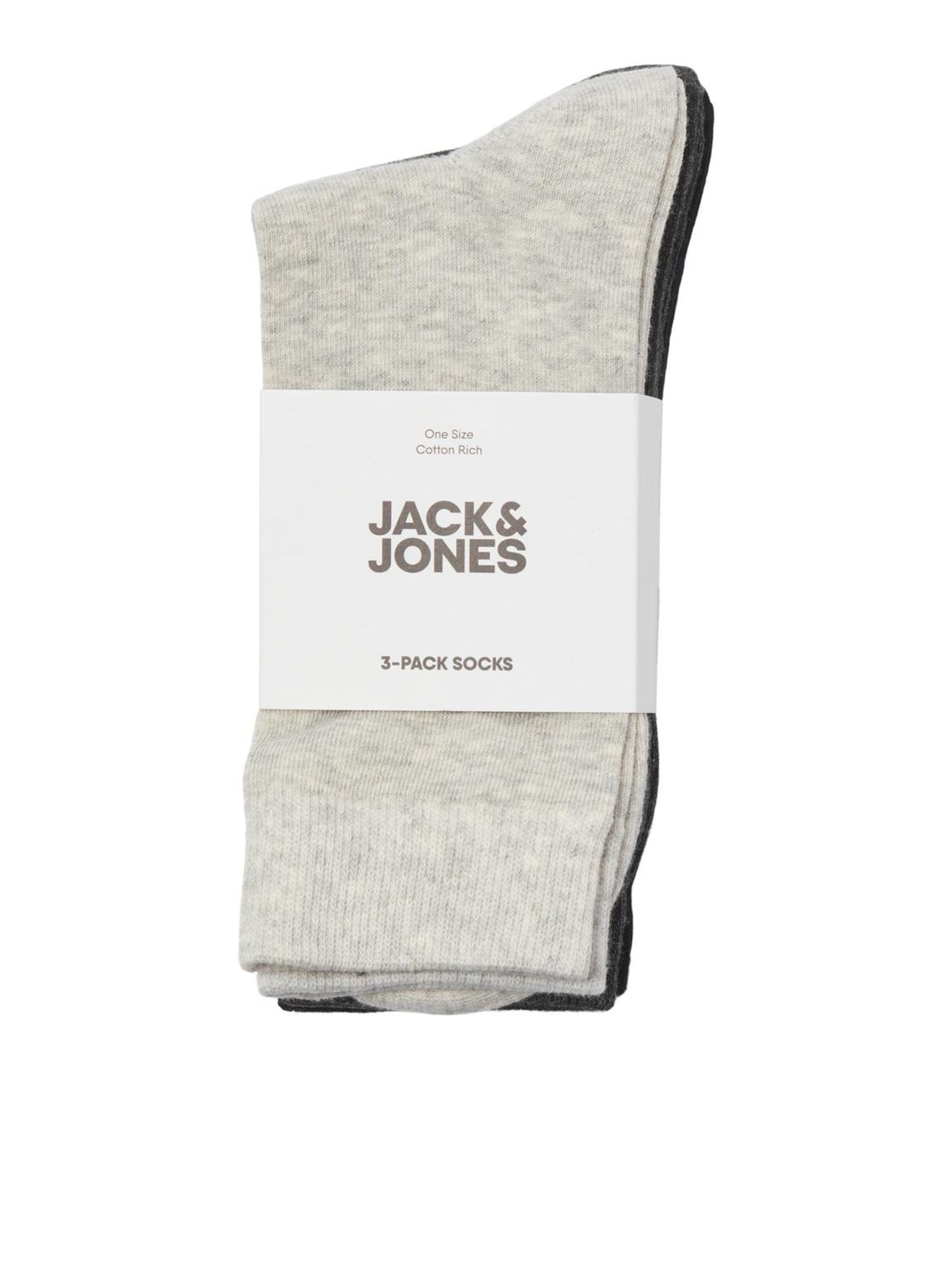 Jack & Jones Freizeitsocken »JACRAFAEL – Sockenpackung mit Stretch-Anteil, Einheitsgrösse«, (Packung, 3 Paar), uni und melange, casual