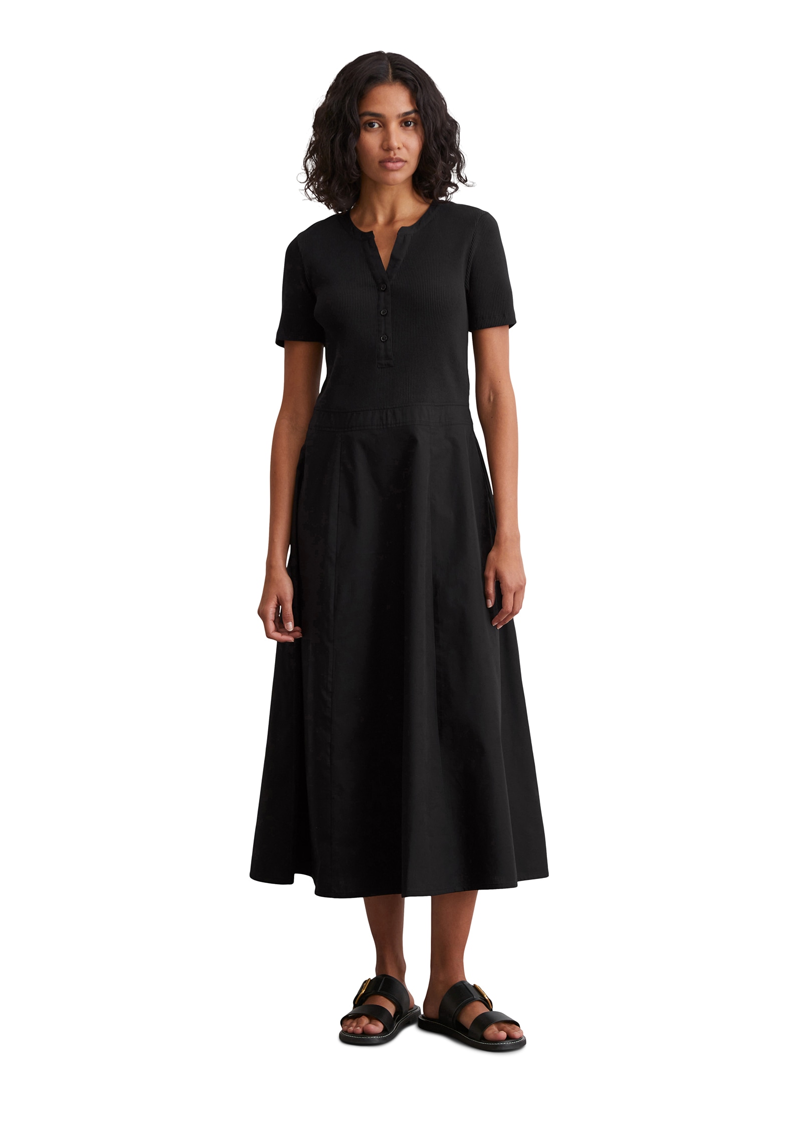 Marc O'Polo Maxikleid, geripptes Oberteil, Reissverschluss an der Seite, nahtfrei