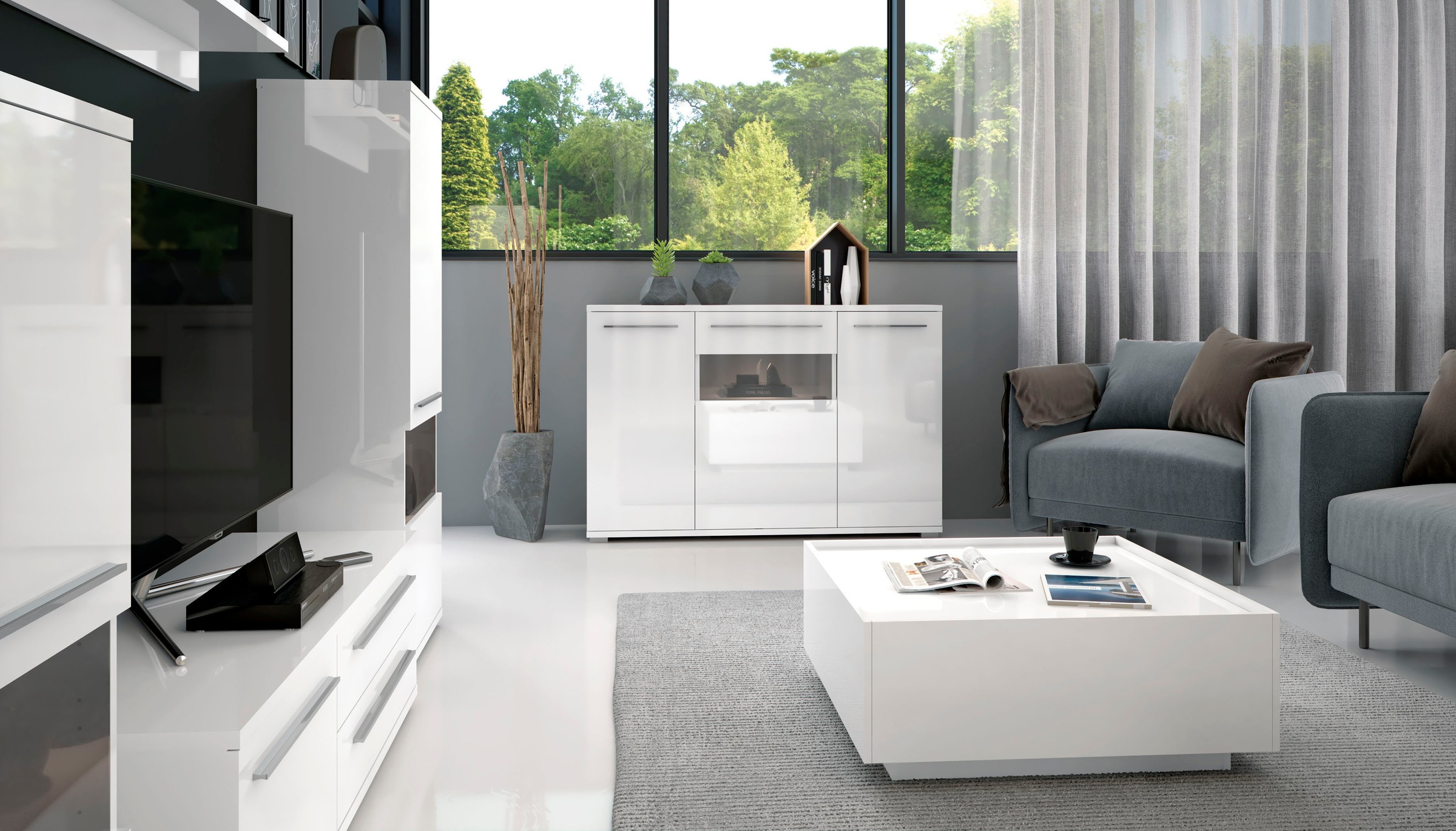 Places of Style Kommode »Piano«, Hochglanz UV lackiert, Soft-Close Funktion