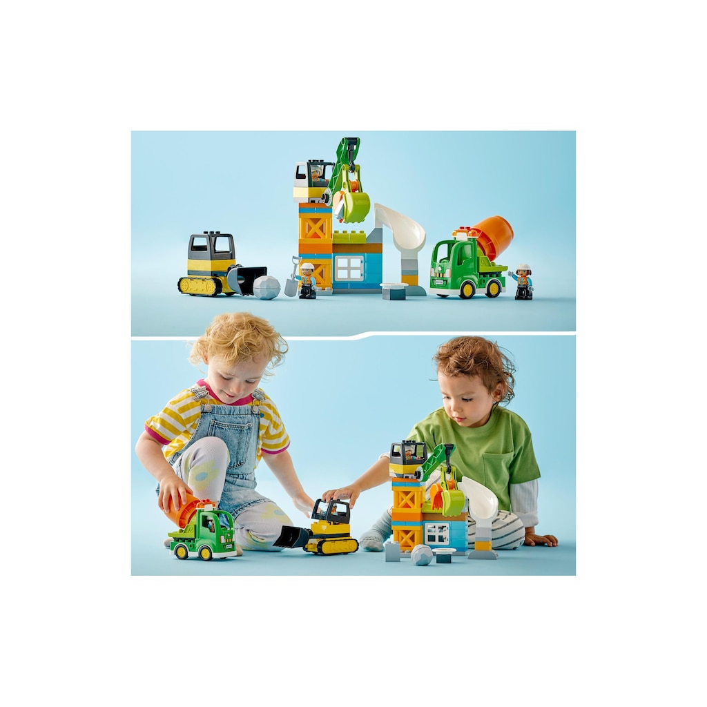 LEGO® Konstruktionsspielsteine »Baustelle mit Baufahrzeugen«, (61 St.)
