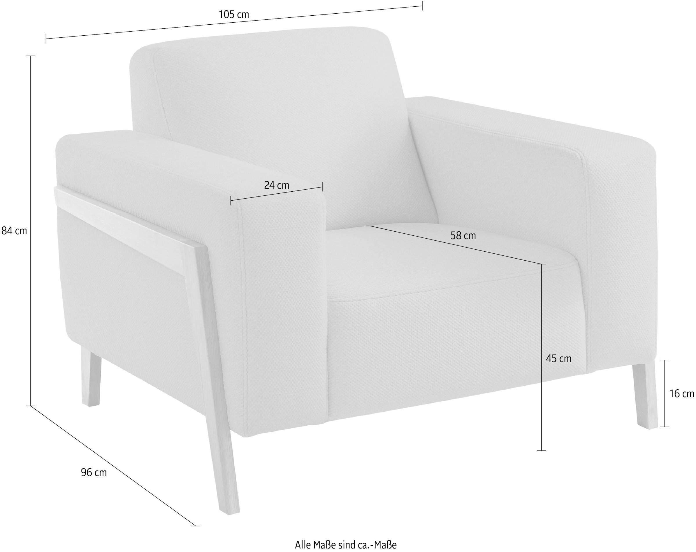 exxpo - sofa fashion Sessel »Starr, Loungesessel«, im Scandinavian Design, mit Massive Holzfüsse, frei im Raum stellbar