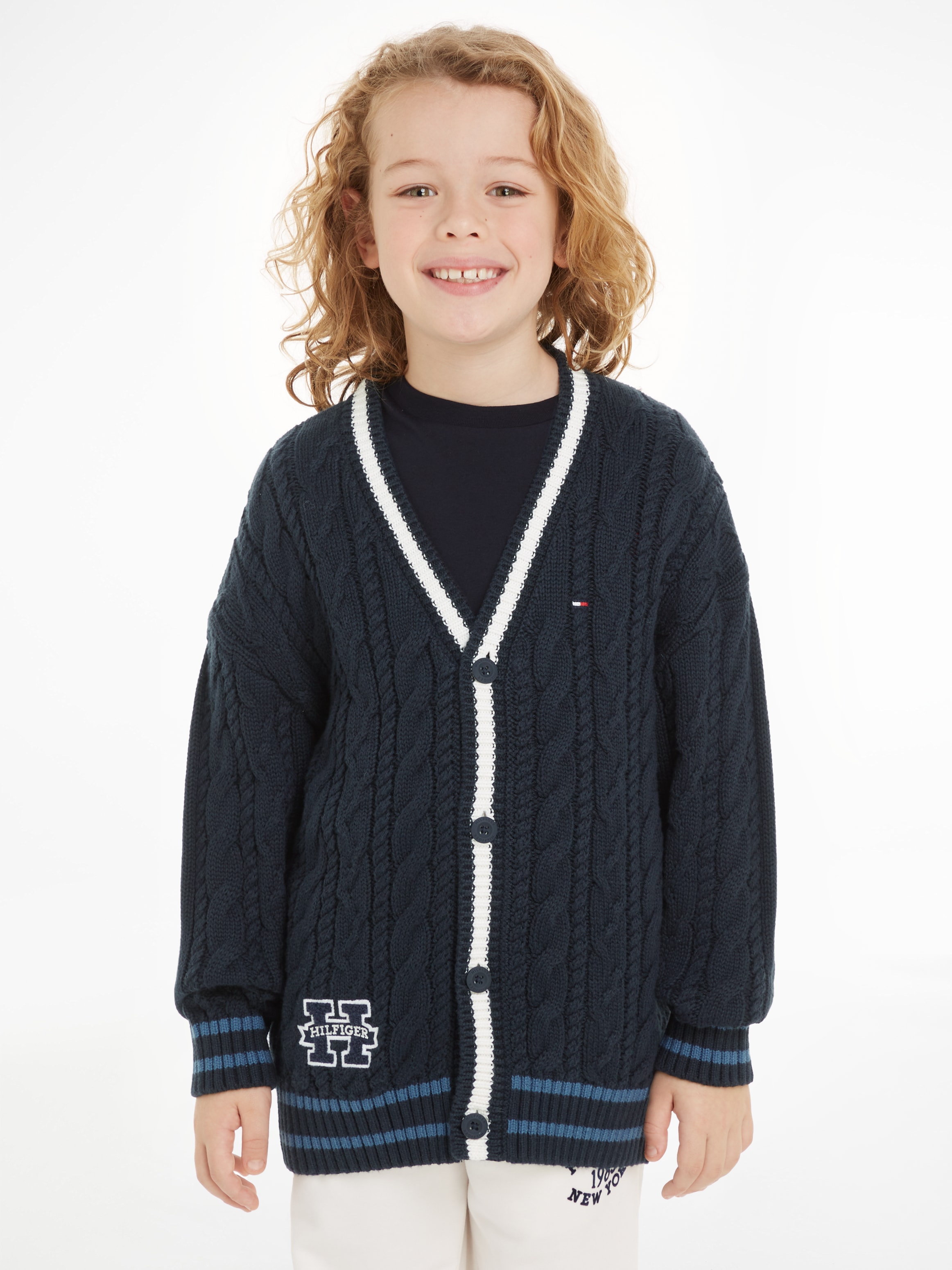 Strickjacke »H CARDIGAN SWEATER«, Kinder bis 16 Jahre mit Logopatch