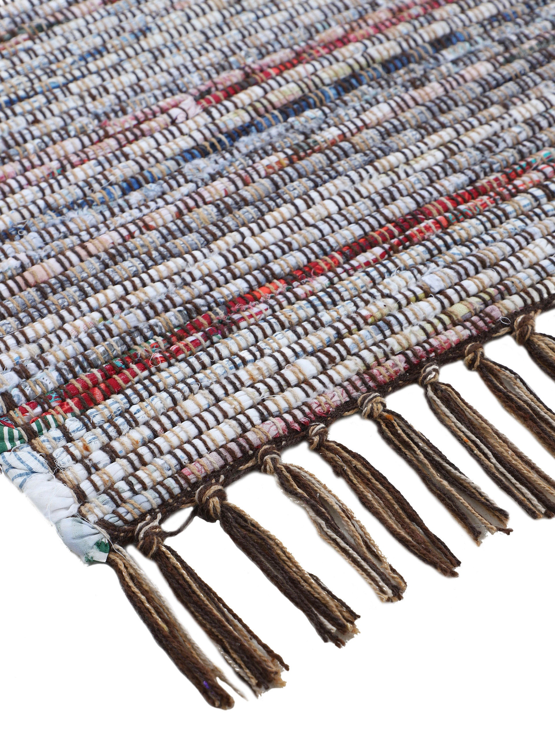 carpetfine Teppich »Kelim Chindi, Wendeteppich«, rechteckig, 6 mm Höhe, handgewebt, Fleckerlteppich mit Fransen, auch vielen in Läufergrössen