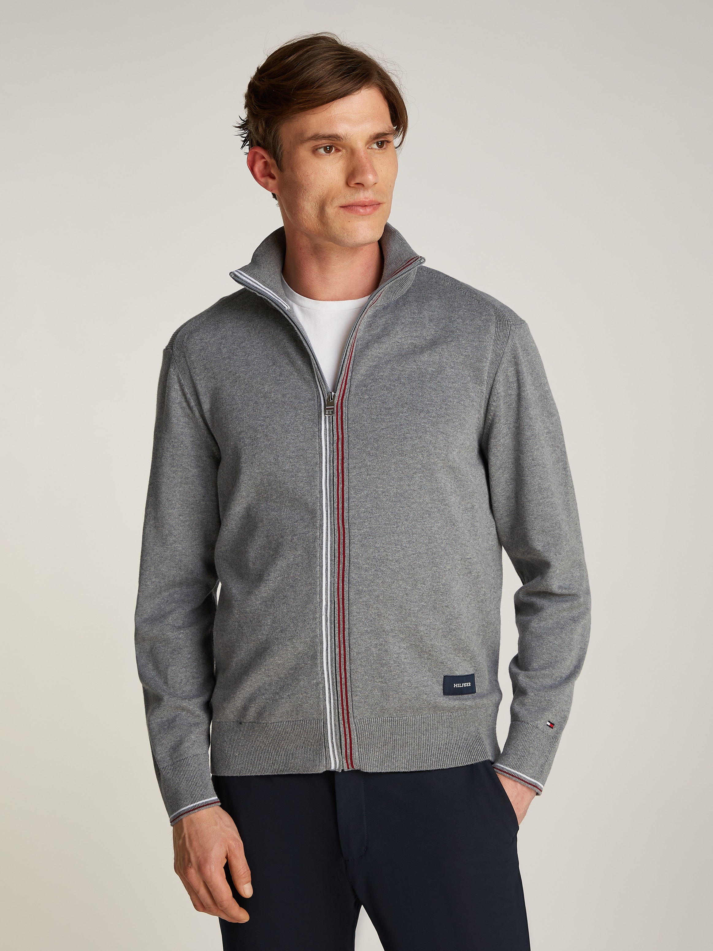 Tommy Hilfiger Cardigan »RWB TIPPED COTTON ZIP THROUGH«, Mit Streiefen in Tommy Farben am Reissverschluss