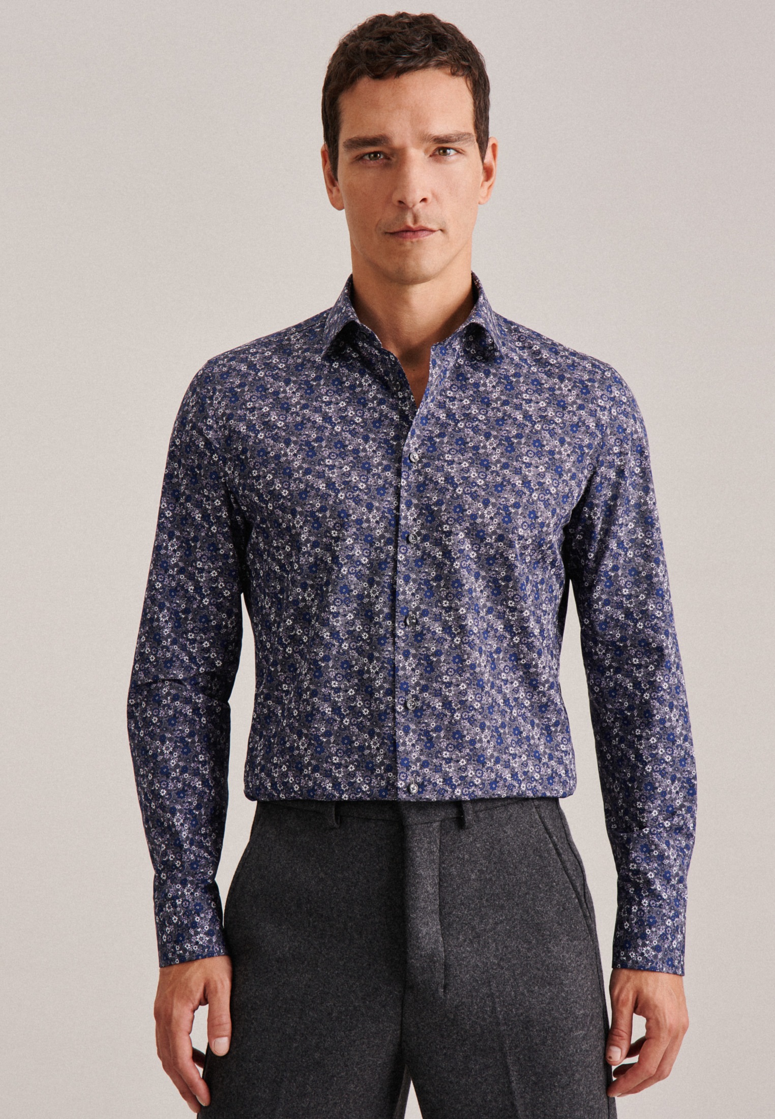 seidensticker Businesshemd »Slim« Slim 1/1 Extra lang Kentkragen Floral