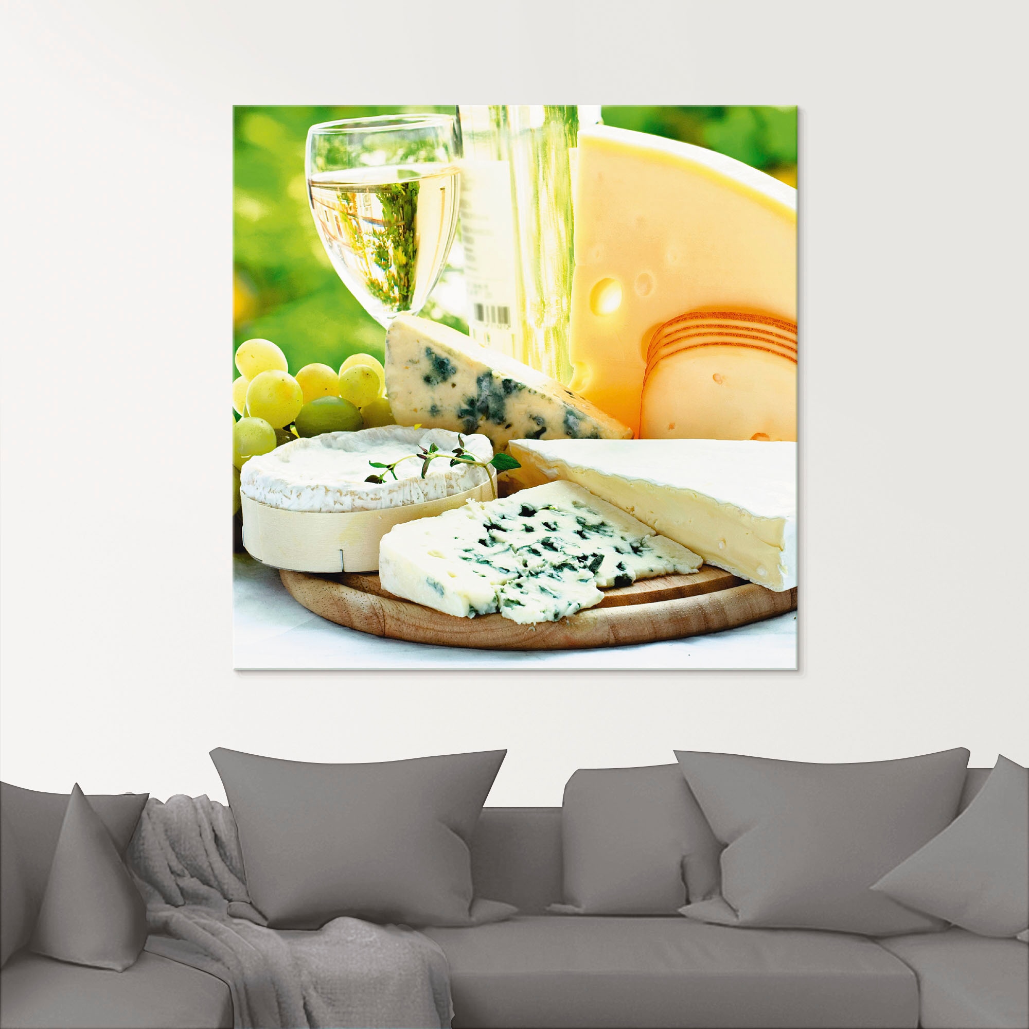 Artland Glasbild »Käse & Wein«, Lebensmittel, (1 St.), in verschiedenen Grössen