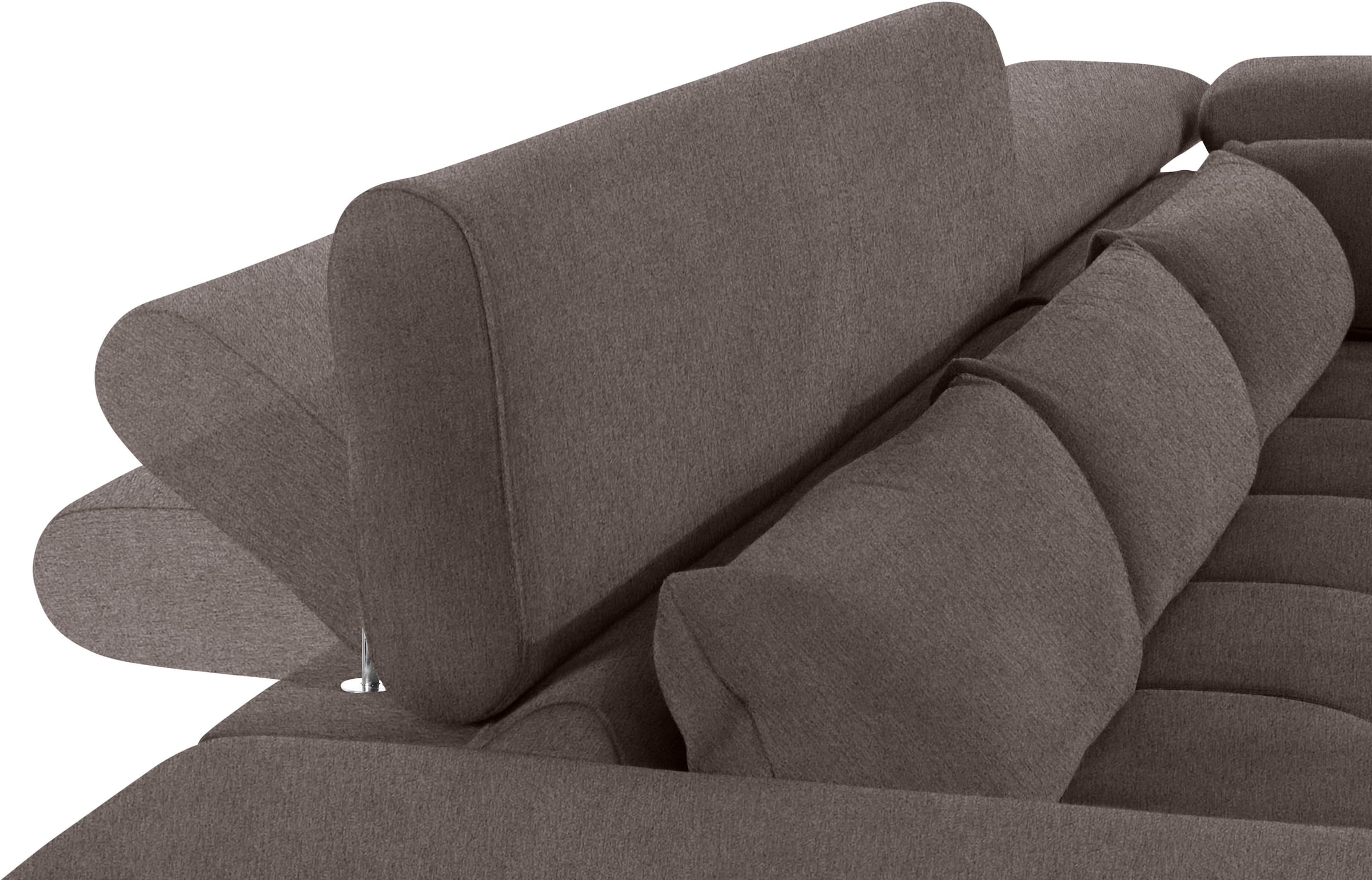 COTTA Ecksofa »Orion L-Form«, mit Ottomane, inklusive verstellbarer Kopfstützen und 5 Nierenkissen