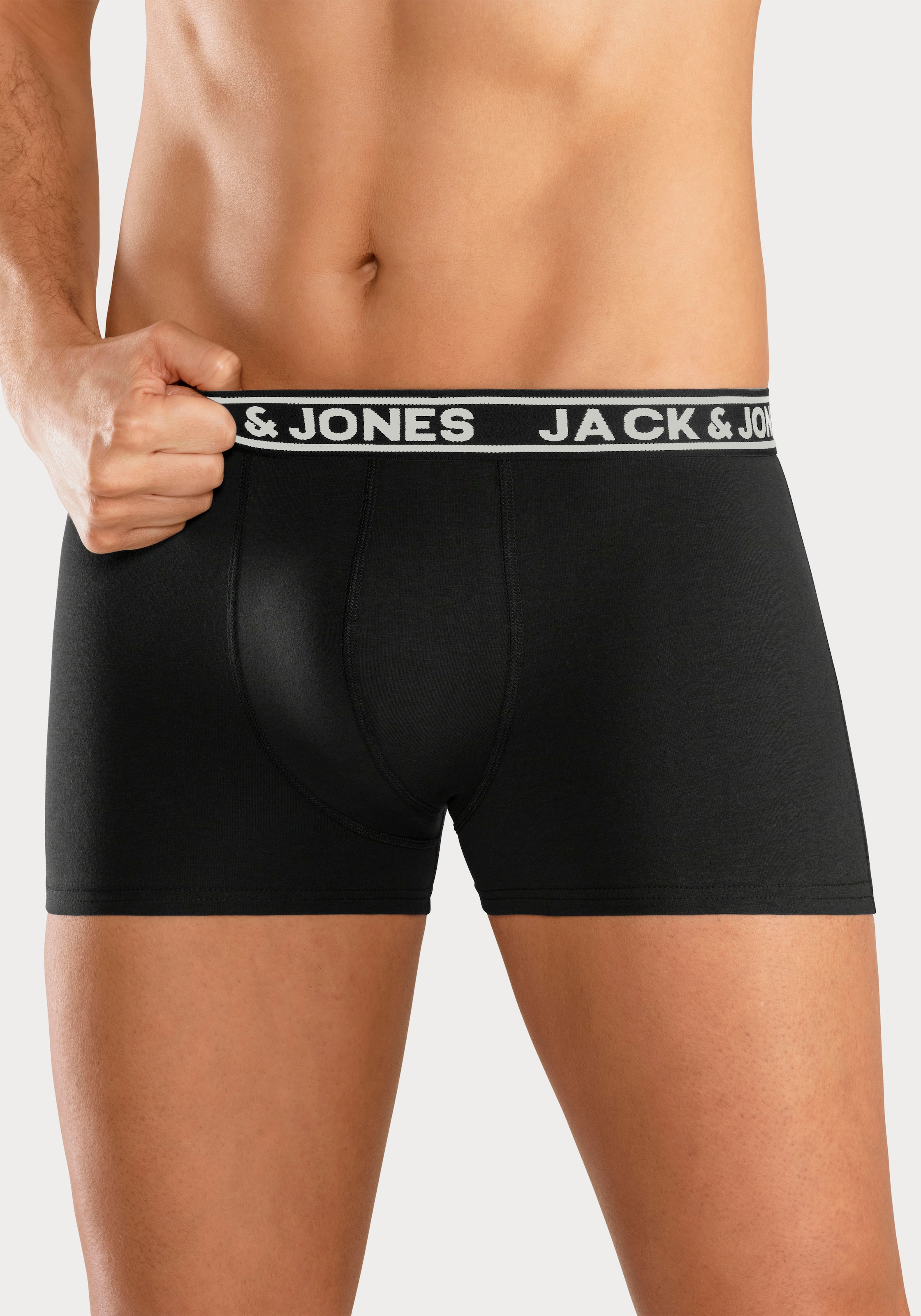Jack & Jones Trunk »JACCRISP im 6er Pack mit Logobund und Stretchkomfort«, (Packung, 6 St.), unifarben mit Farbeinsatz, modisch, eng anliegend, Baumwollmischung