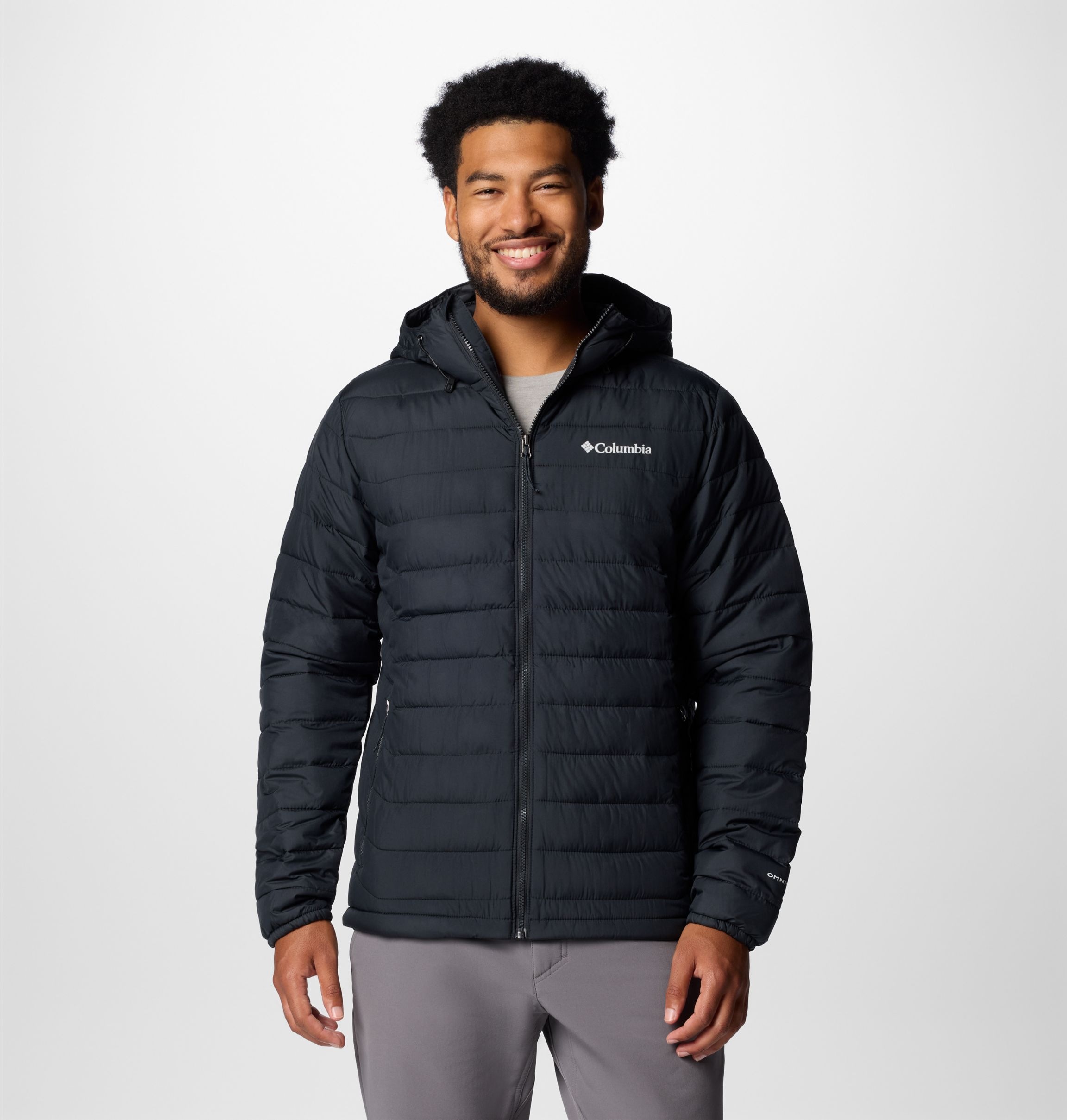 Columbia Steppjacke "Powder Lite II Hooded Jacket" mit Reissverschluss, in normaler Länge, wärmereflektierendes Material