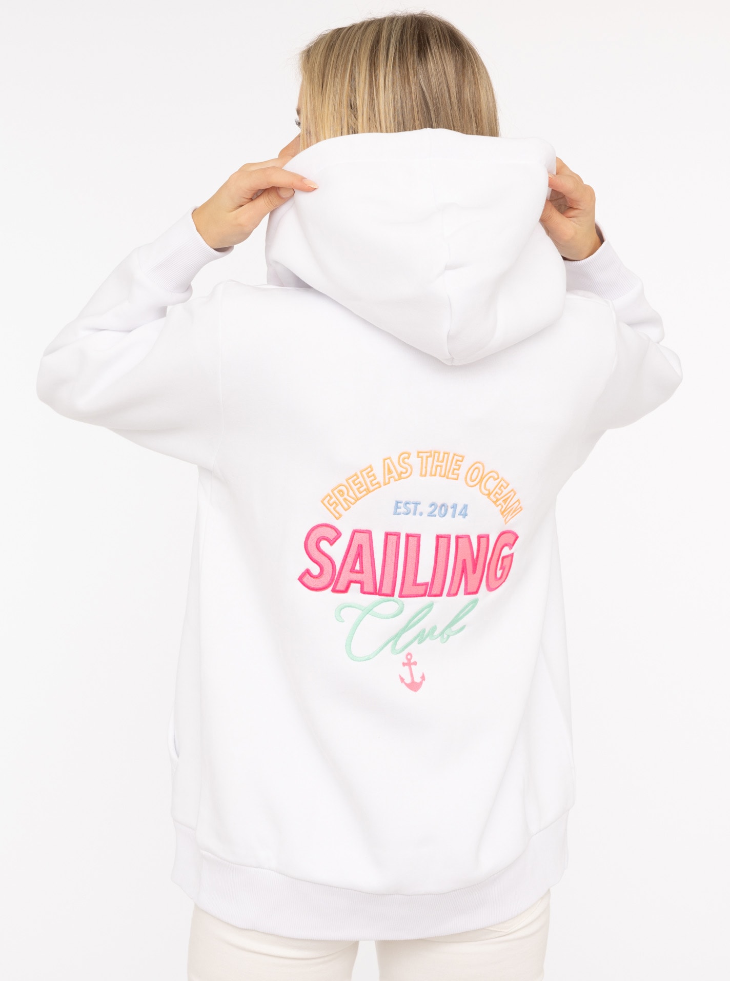 Zwillingsherz Kapuzensweatjacke »"Sailing Club"«, Kapuzensweatjacke mit grosser SAILING Applikation am Rücken und Tasche