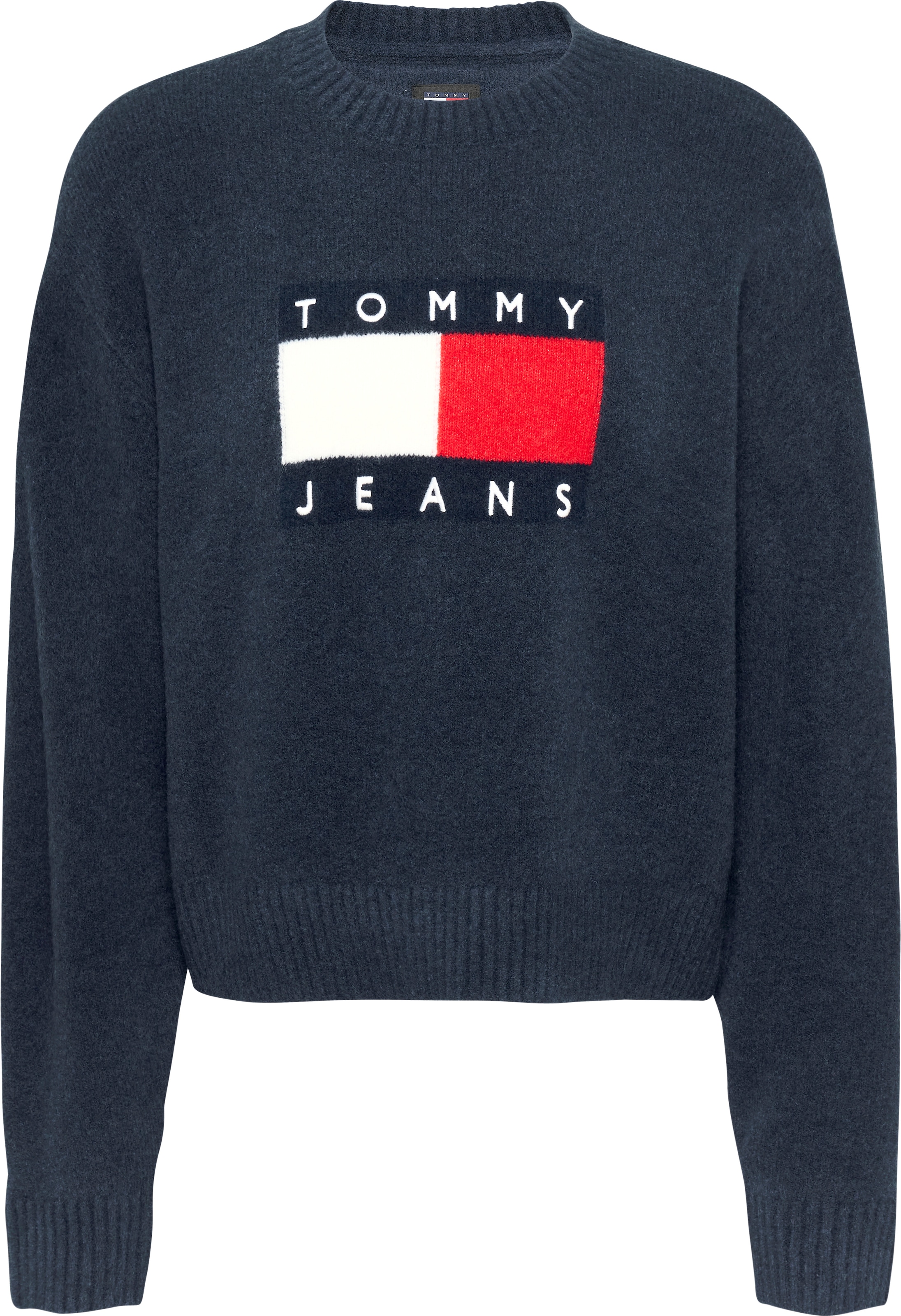 Tommy Jeans Strickpullover »TJW MELANGE FLAG SWEATER EXT«, in melierter Optik, mit Logo-Flag