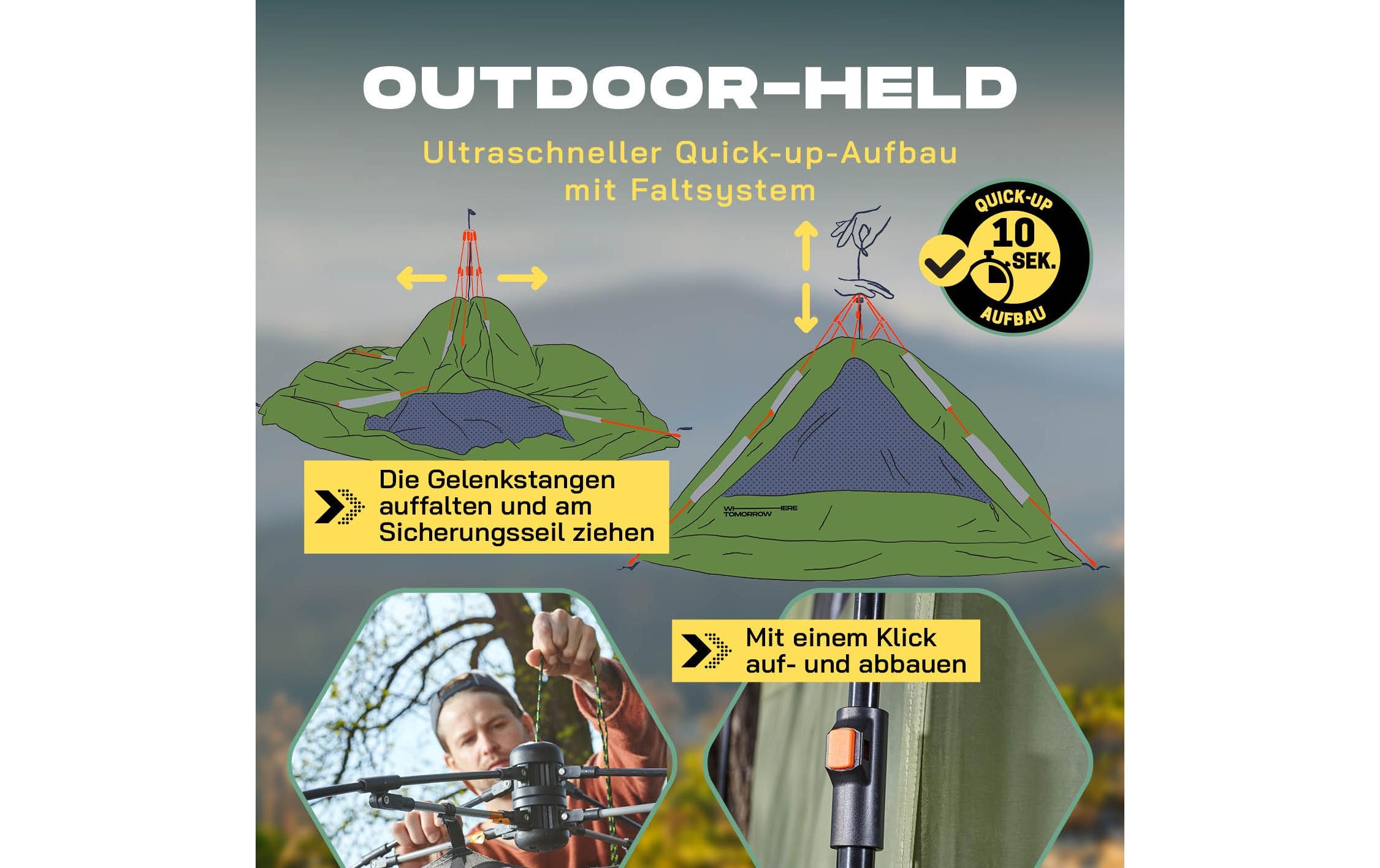 Einbogenzelt »Where tomorrow Pop Up«, 1 Personen