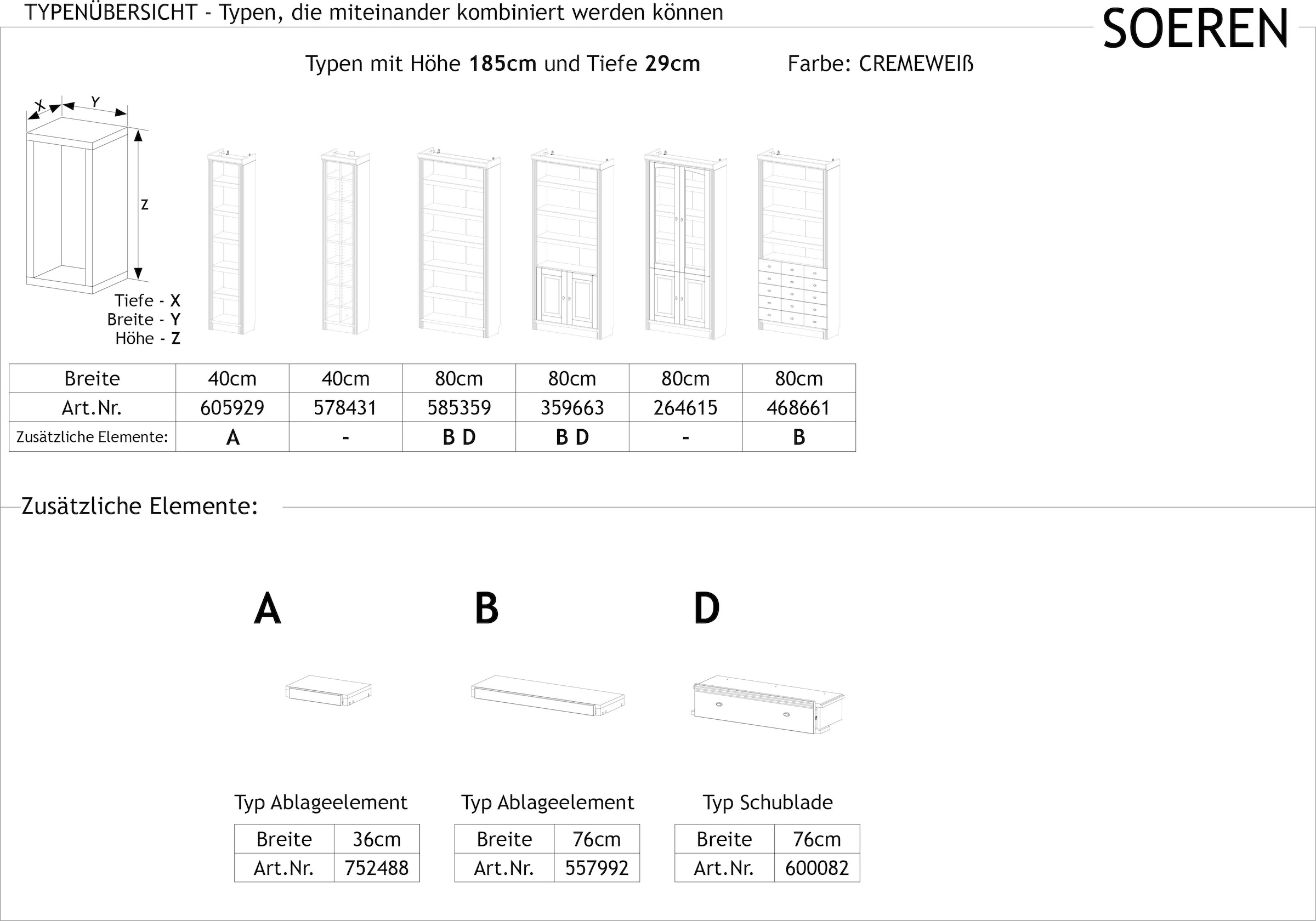 Home affaire Bücherregal »Soeren«, aus massiver Kiefer, in 2 Höhen, Tiefe 29 cm, mit 5 Schubkästen