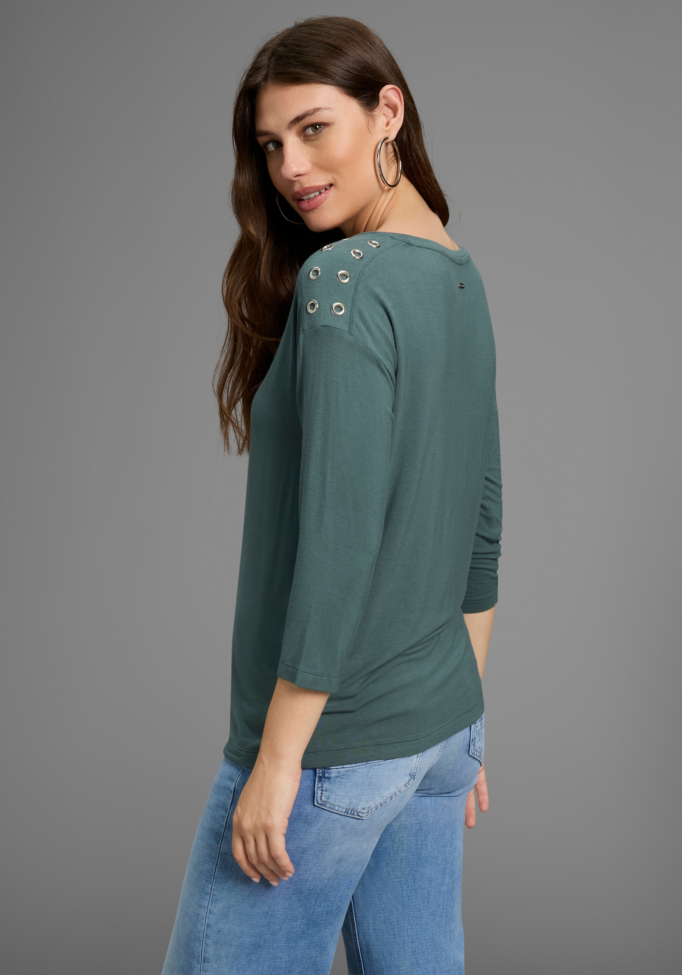 Laura Scott 3/4-Arm-Shirt, mit Metall-Ösen auf der Schulter - NEUE KOLLEKTION