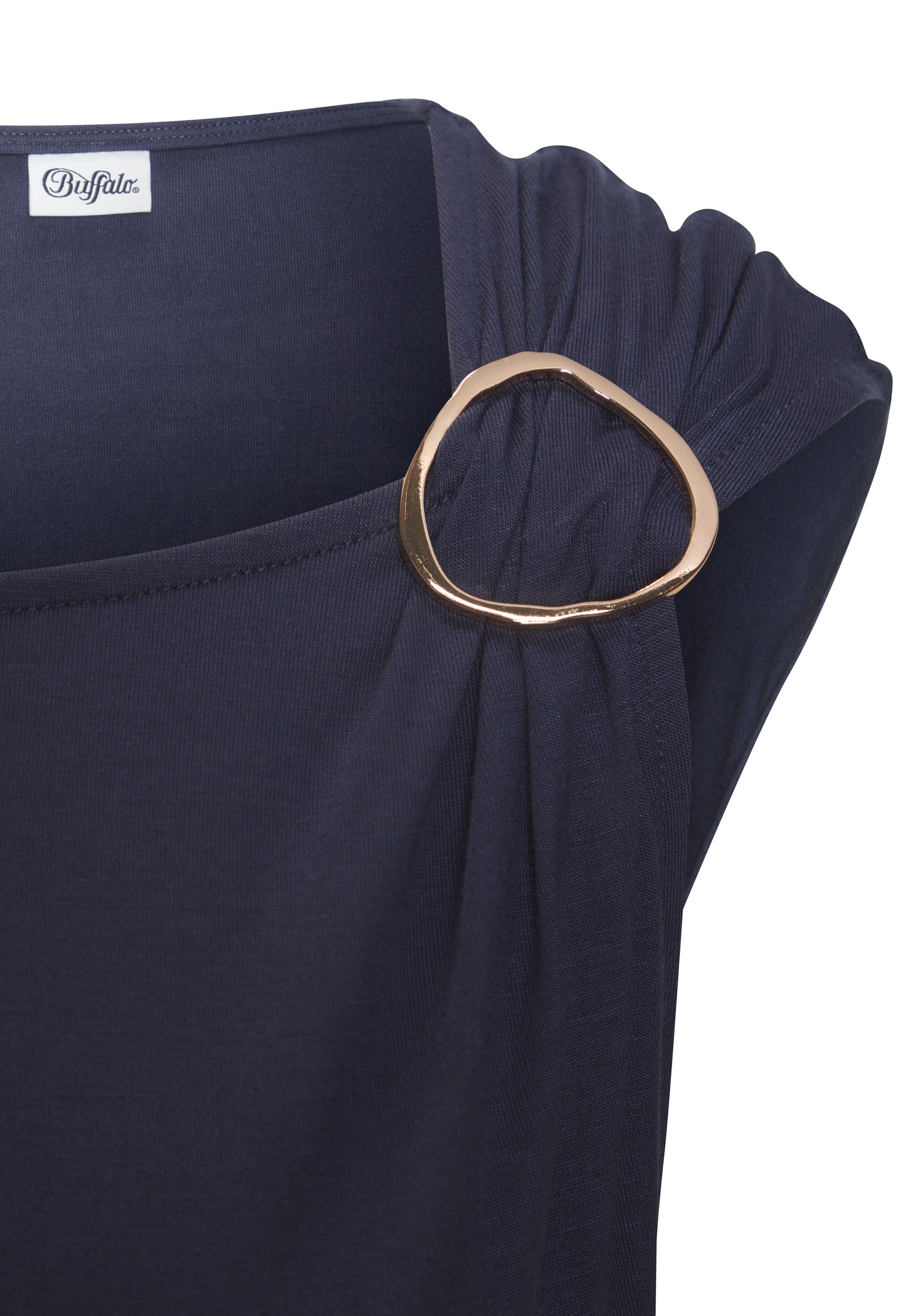 Vivance Kurzarmshirt, mit Zierschnalle, Sommertop, casual