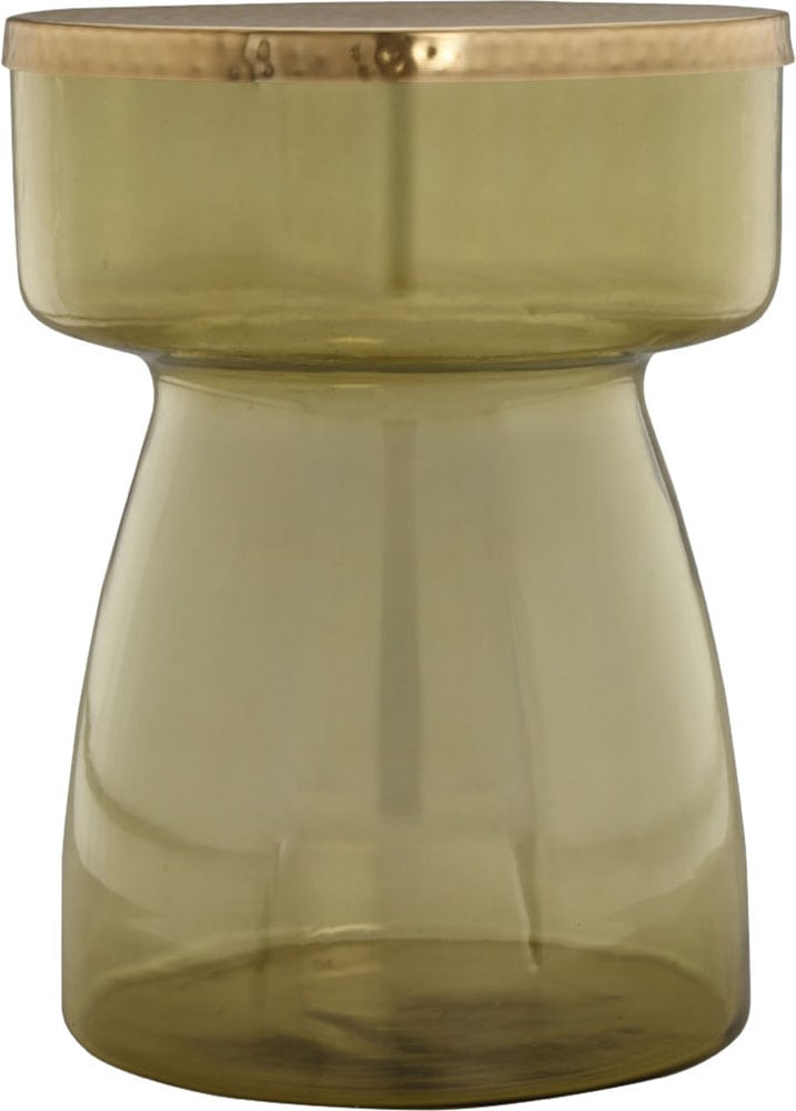 Kayoom Beistelltisch »Roman 125, mundgeblasener Glaskorpus«, (1 St.), mundgeblasener Glaskorpus, Retro-Design, goldfarbenene Metall-Tischplatte
