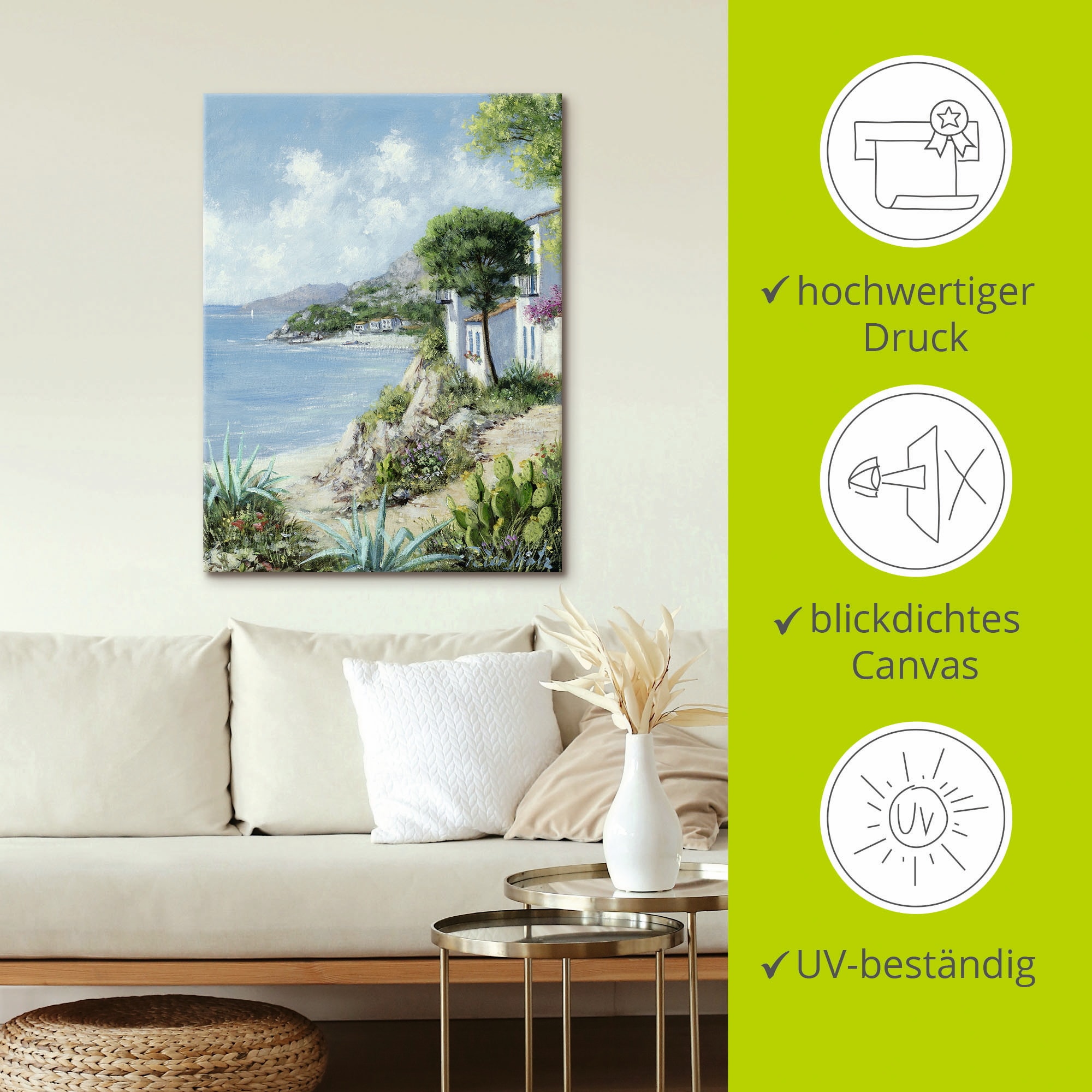 Artland Wandbild »Weg zum Meer«, Gewässer, (1 St.), als Leinwandbild, Wandaufkleber in verschied. Grössen