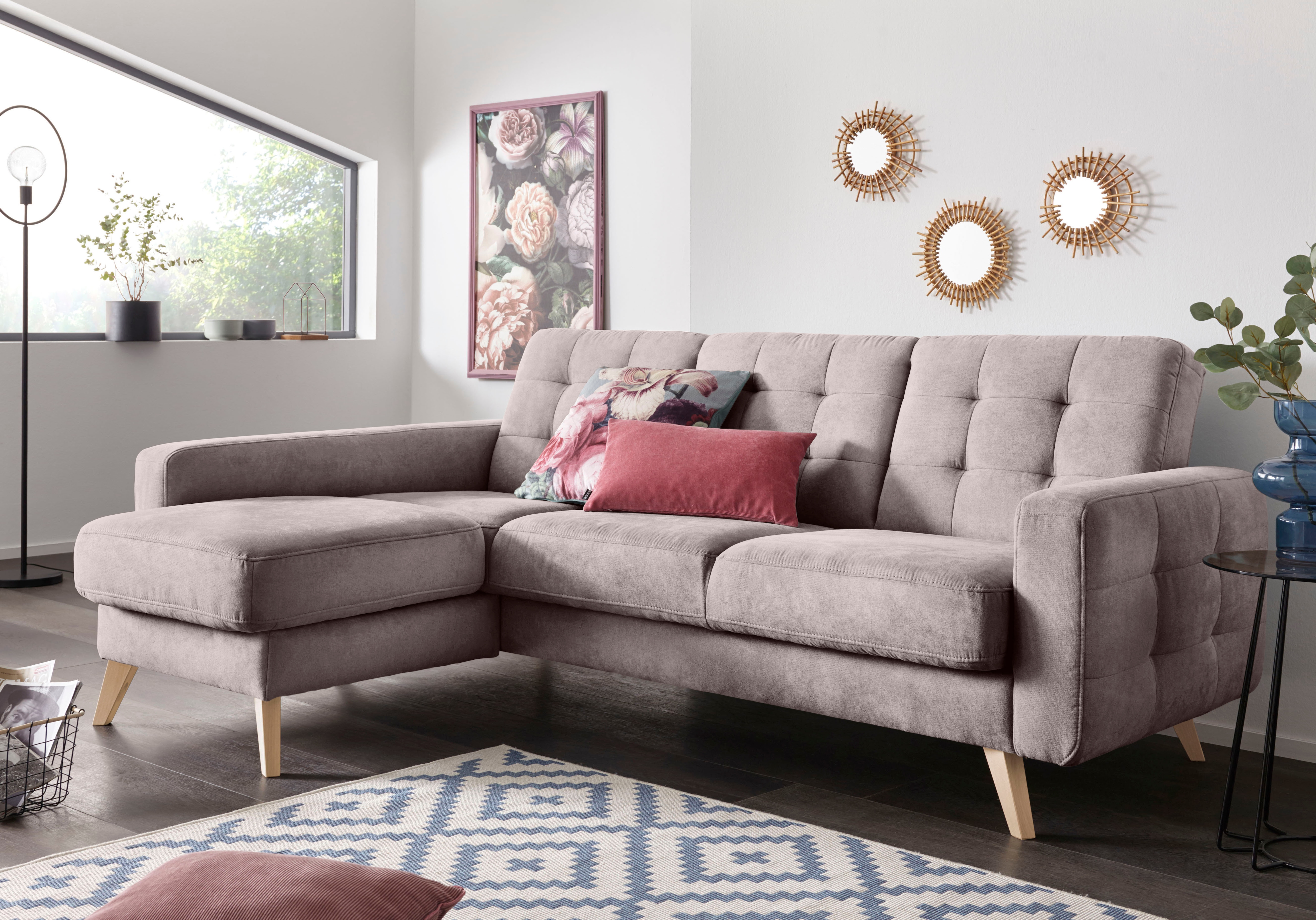 exxpo - sofa fashion Ecksofa "Nappa, kompakt und komfortabel, bequem, zeitloses Design, L-Form" tolle Detailverarbeitung, inkl. Bettfunktion und Bettkasten