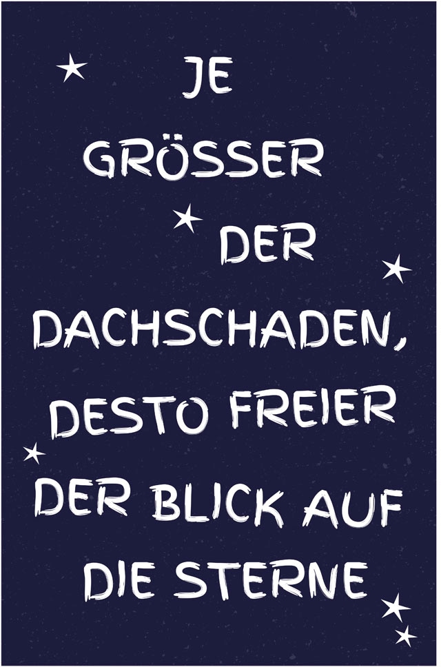 queence Metallbild »Dachschaden«, Schriftzüge-Schriftzug-Sterne, (1 St.), Stahlschilder