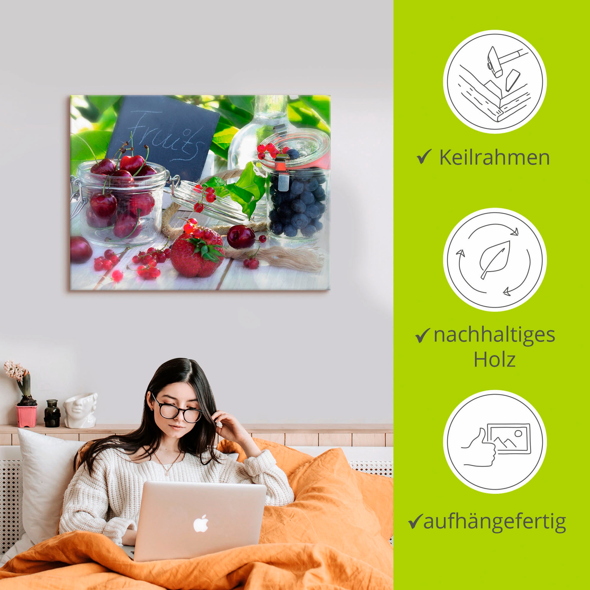 Artland Wandbild »Frischer Früchte Sommer«, Lebensmittel, (1 St.), als Leinwandbild, Poster in verschied. Grössen