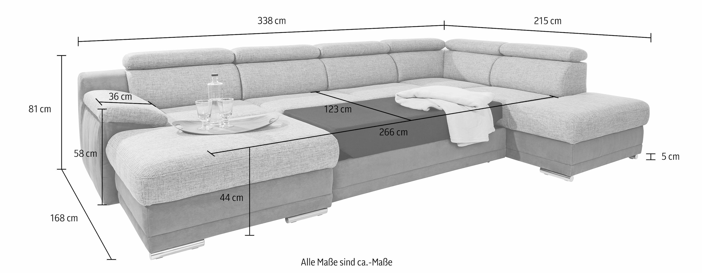 sit&more Wohnlandschaft »Xenia U-Form«, wahlweise mit Bettfunktion