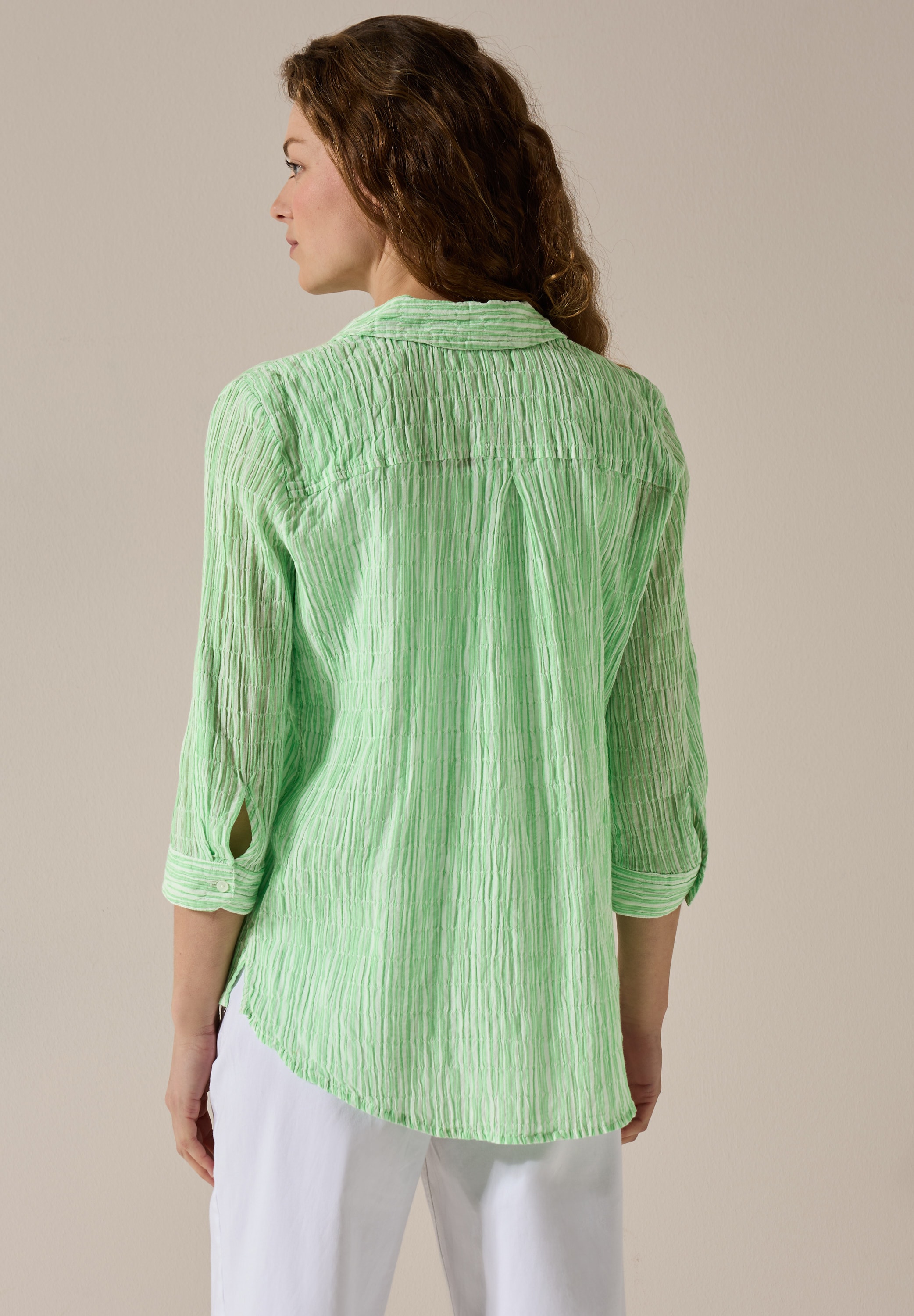 Cecil Klassische Bluse, mit Streifen Seersucker Muster