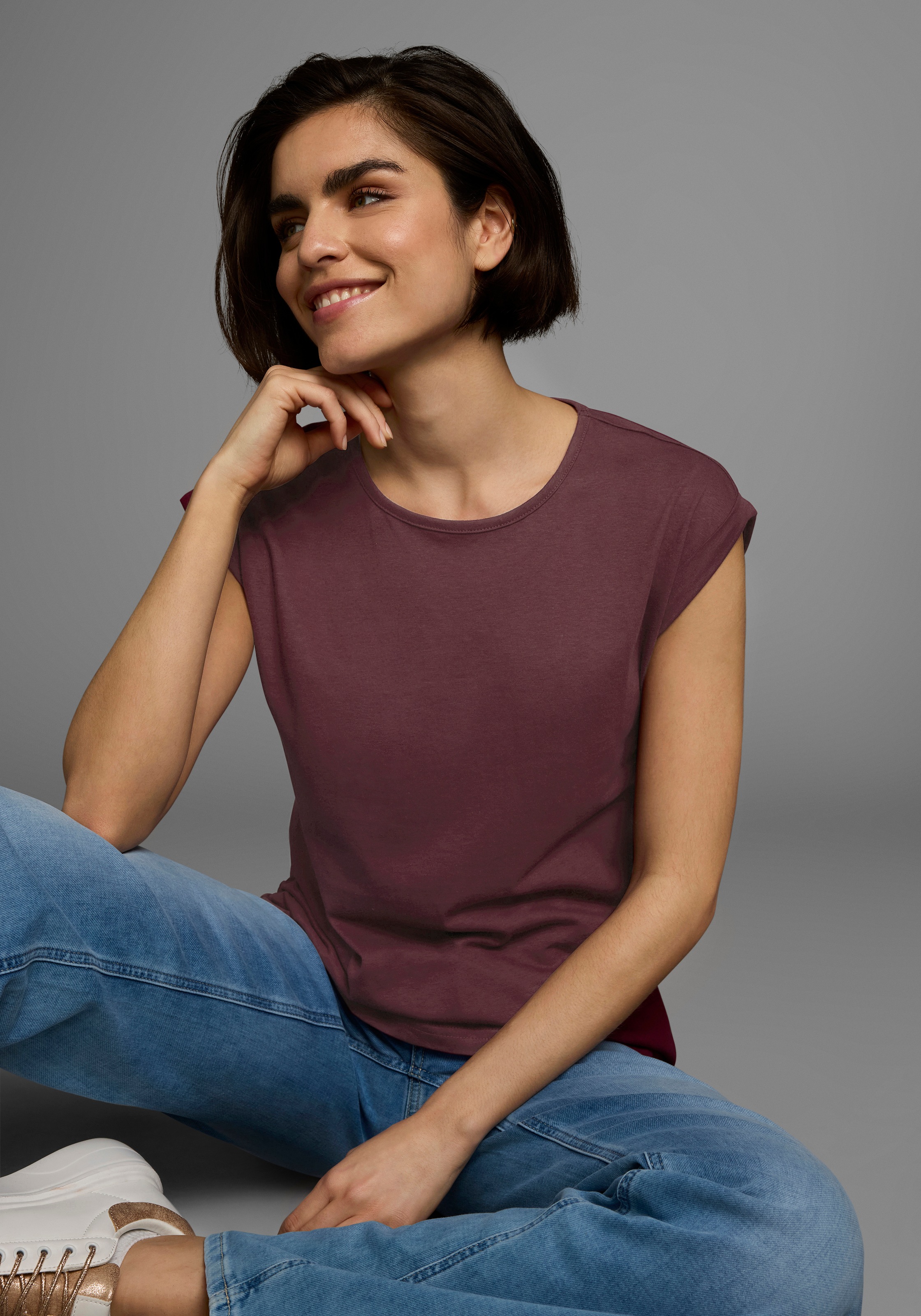 Boysens T-Shirt Kurzarm, unifarben, Rundhals, für Freizeit und Alltag