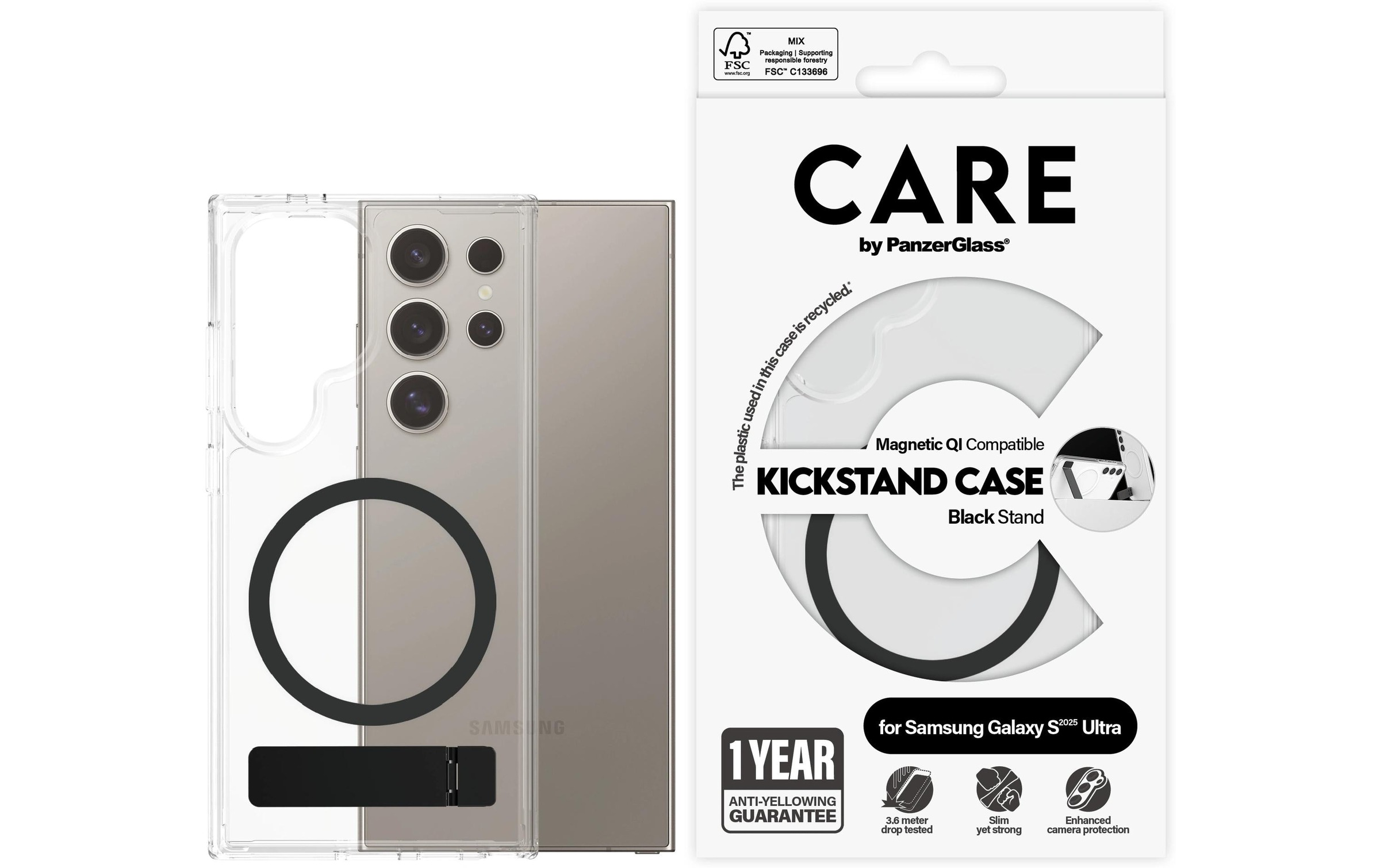 CARE by PanzerGlass Backcover »Feature Kickstand Galaxy S25 Ultra«, Samsung Galaxy S25 Ultra